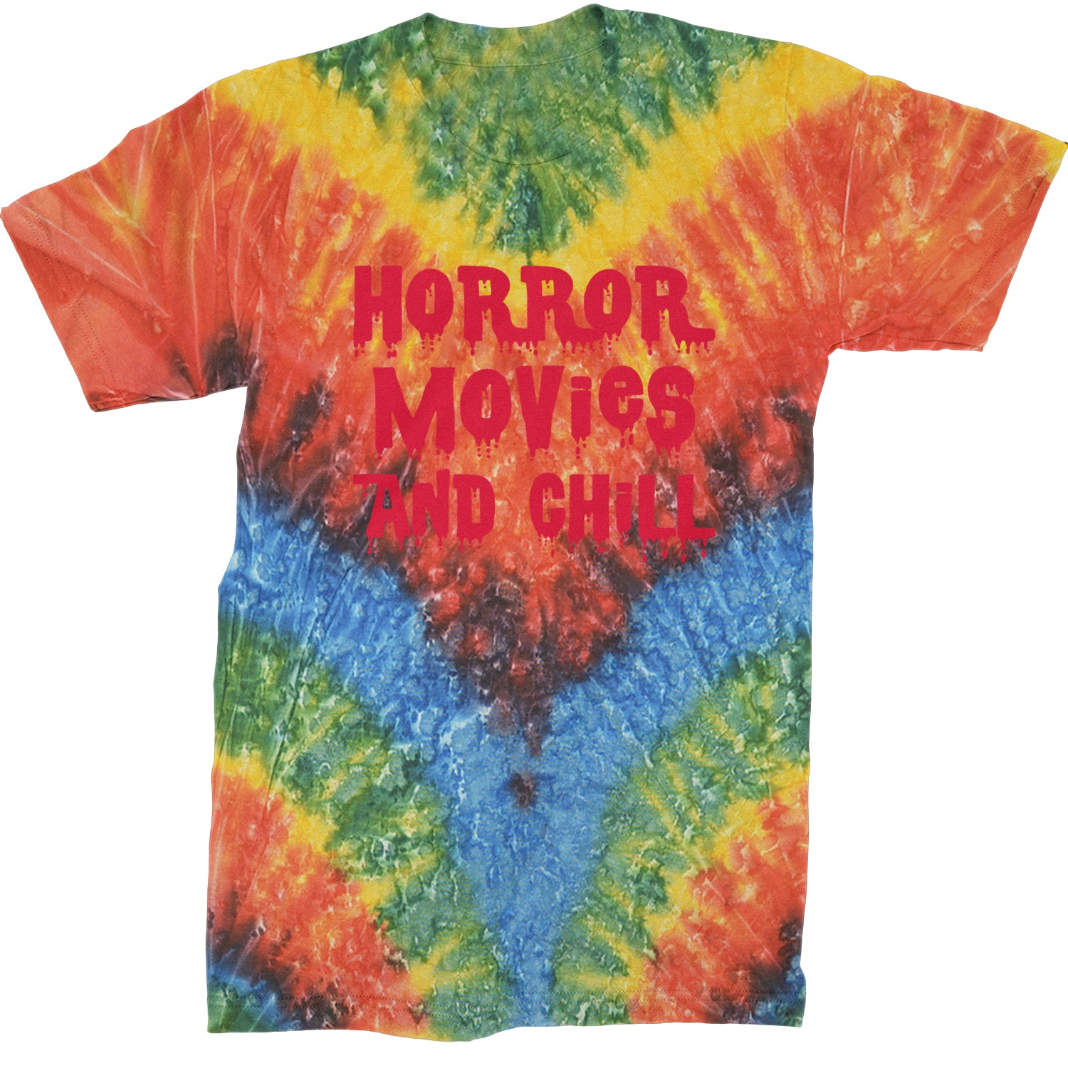 Horror Movies and Chill  Mens T-shirt Tie-Dye Woodstock