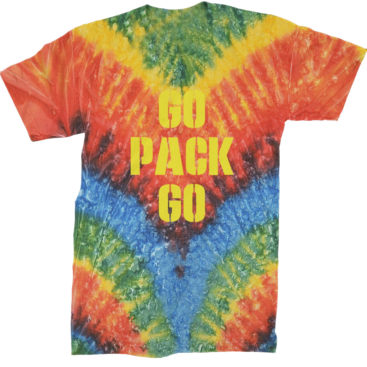 Go Pack Go Green Bay Mens T-shirt Tie-Dye Woodstock