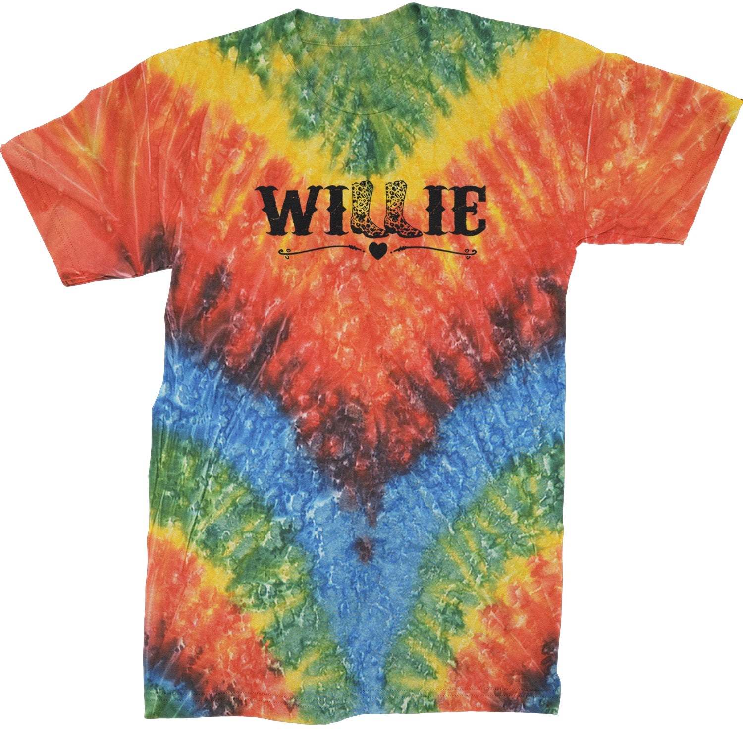 Willie Cowboy Boots Hippy Country Music Mens T-shirt Tie-Dye Woodstock