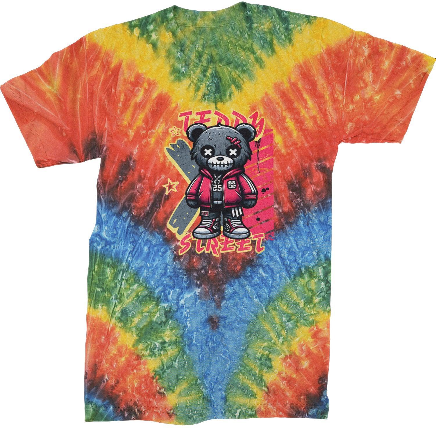 Teddy Attitude Urban Graffiti Bear  Mens T-shirt Tie-Dye Woodstock