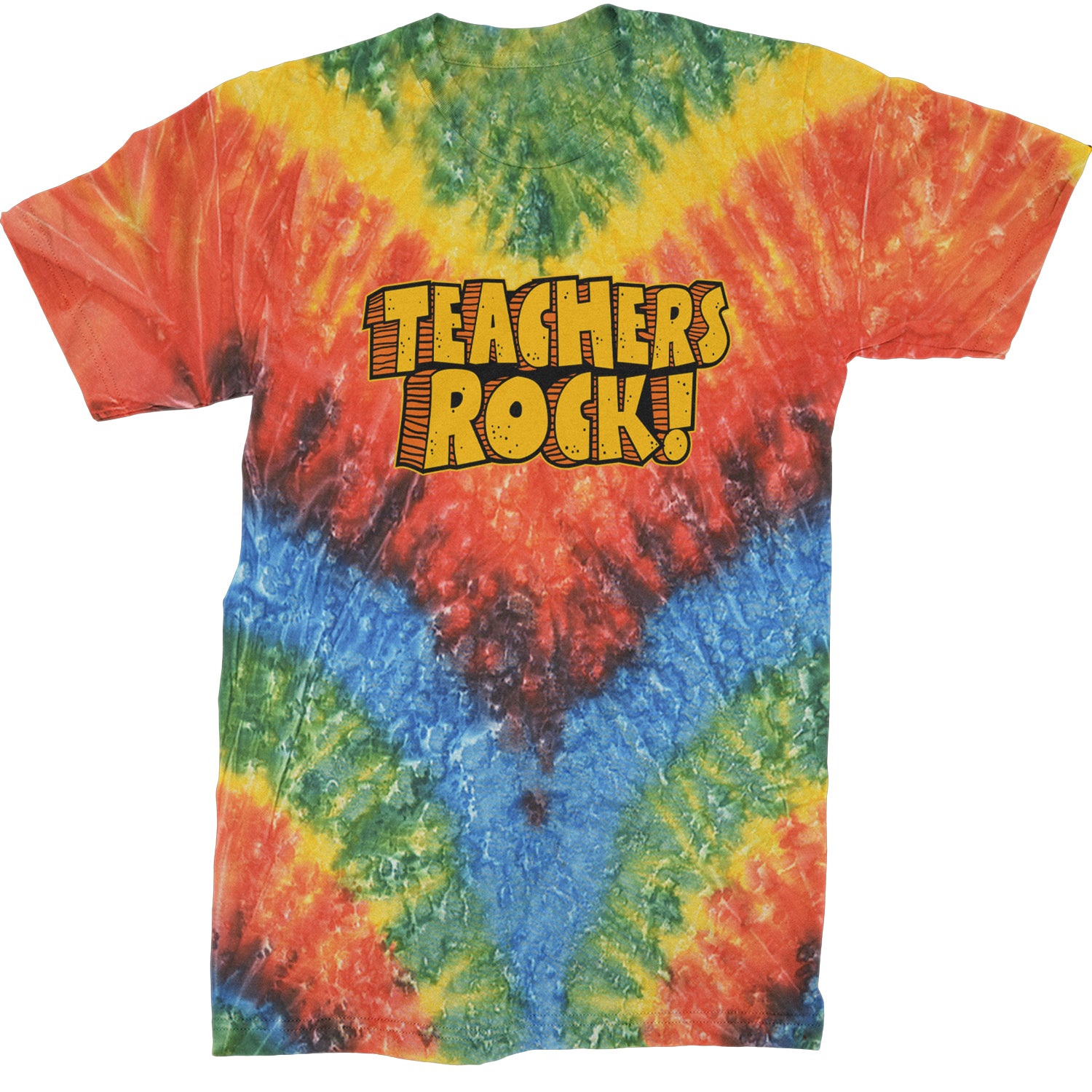 Teachers Rock Retro  Mens T-shirt Tie-Dye Woodstock