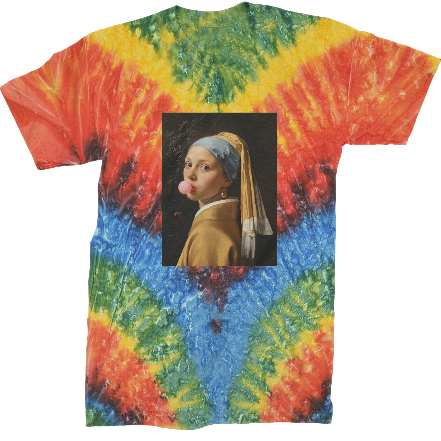 Girl with a Pearl Earring Bubble Gum Contemporary Art Mens T-shirt Tie-Dye Woodstock