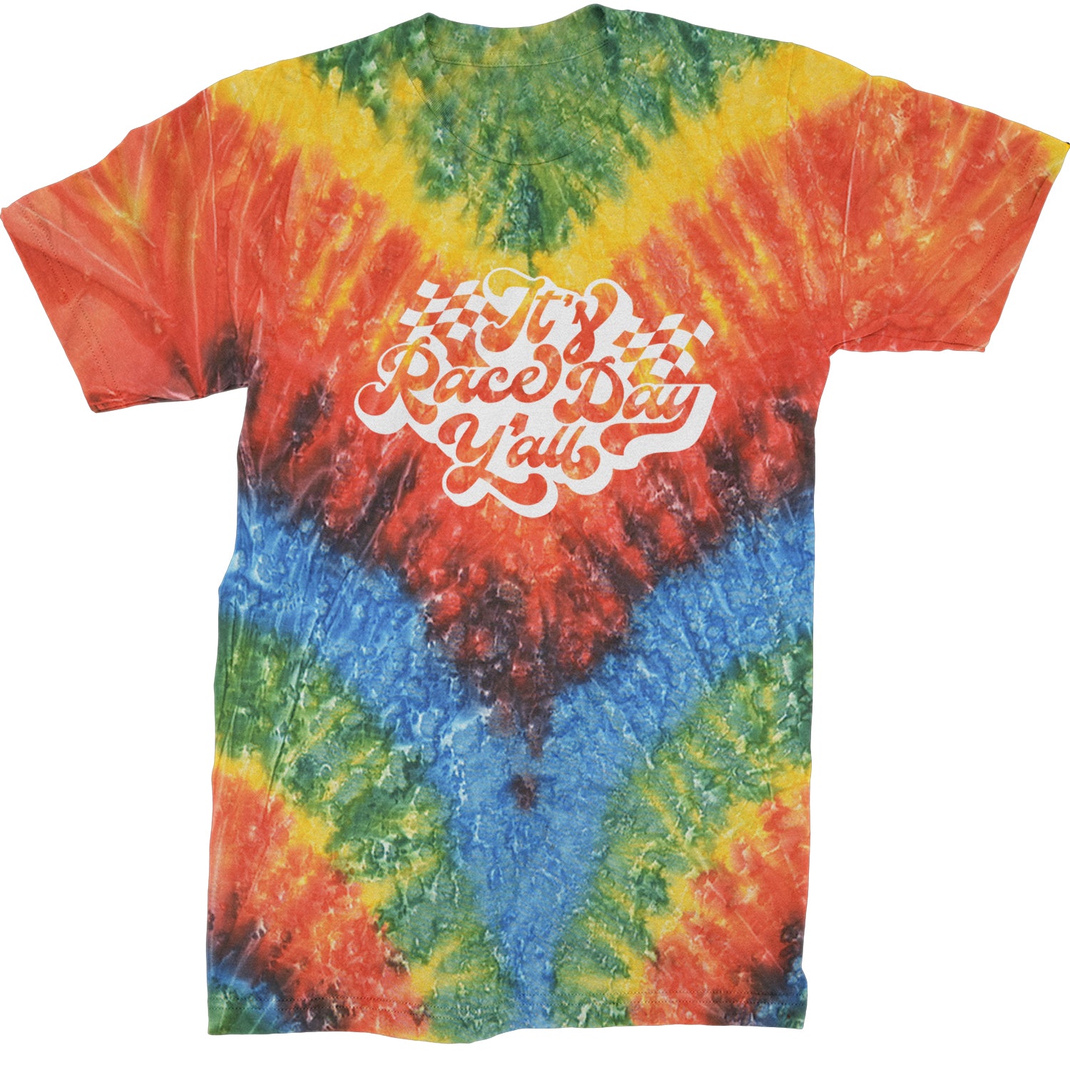 It's Race Day, Y'all Mens T-shirt Tie-Dye Woodstock