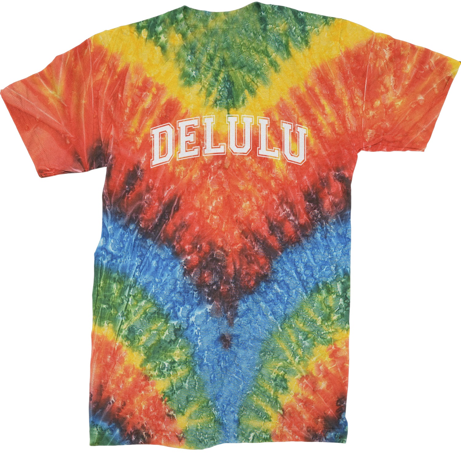 Delulu Delusional Light Hearted Mens T-shirt Tie-Dye Woodstock