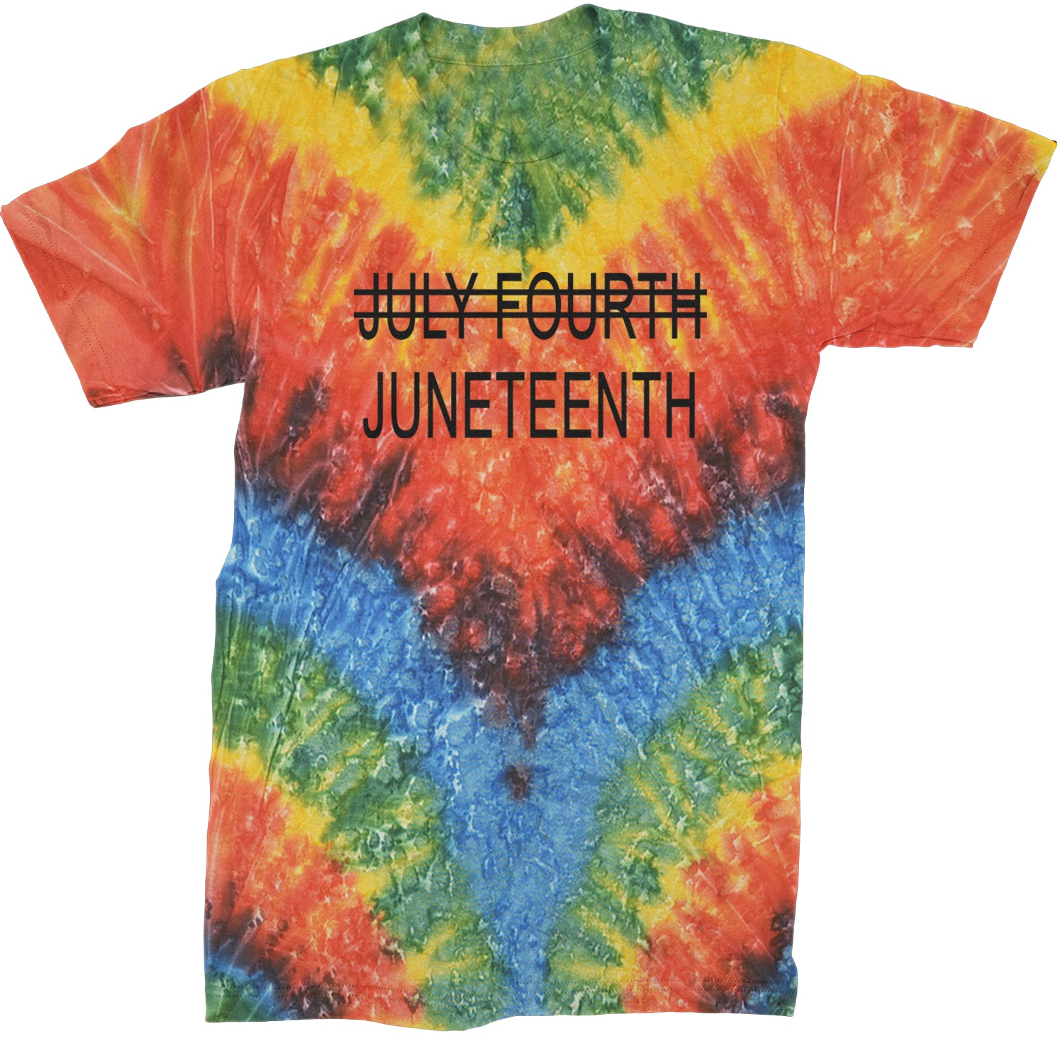 Juneteenth (July Fourth Crossed Out) Jubilee Mens T-shirt Tie-Dye Woodstock