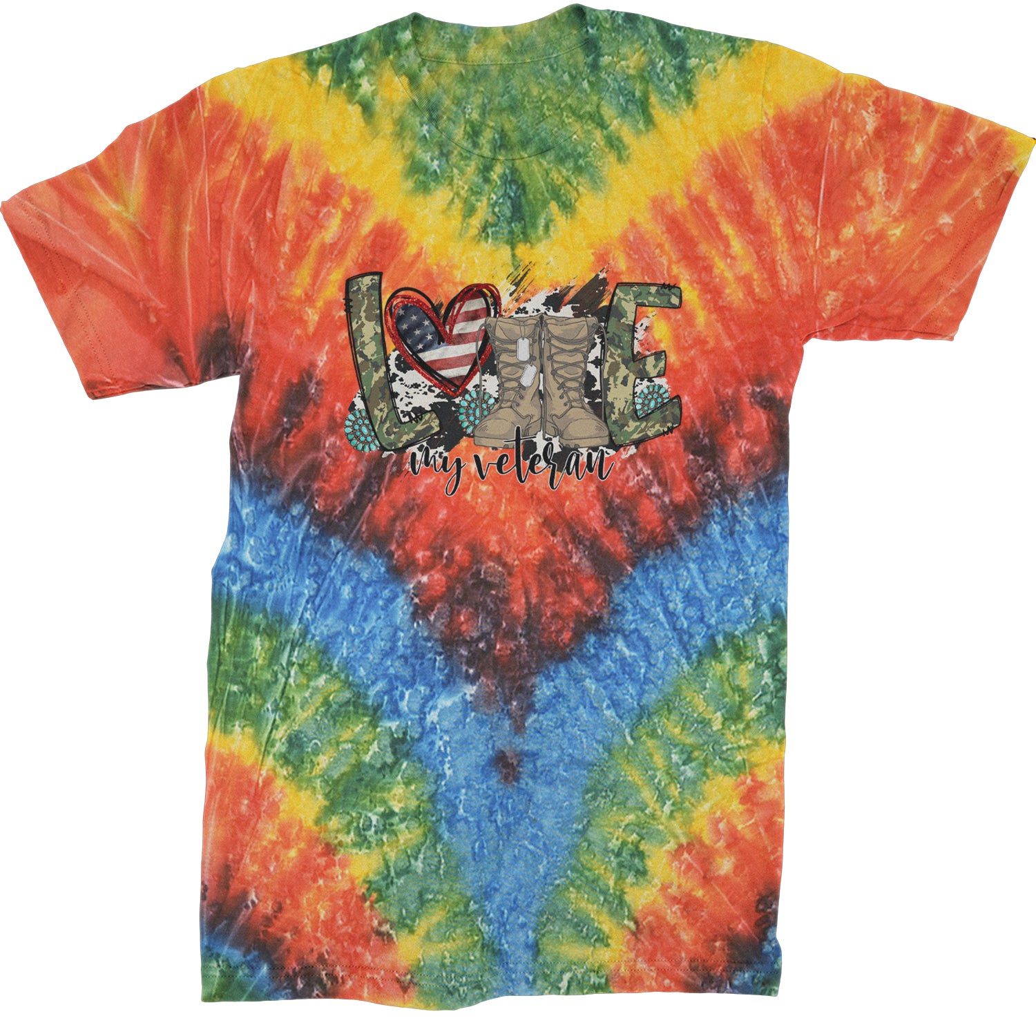 Love My Veteran Honor Veterans Day  Mens T-shirt Tie-Dye Woodstock