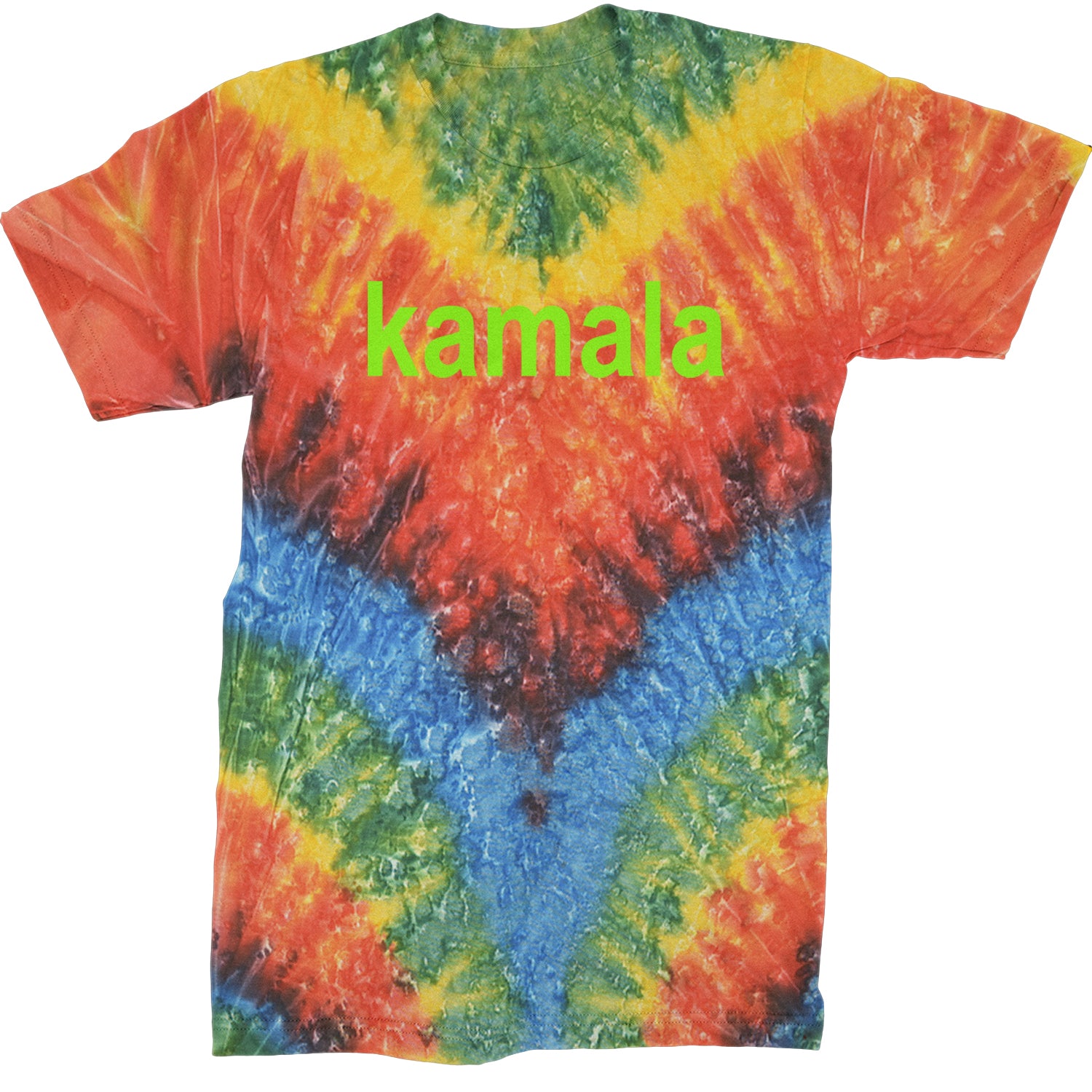 Kamala Bright Green Brat Coconut Tree Mens T-shirt Tie-Dye Woodstock