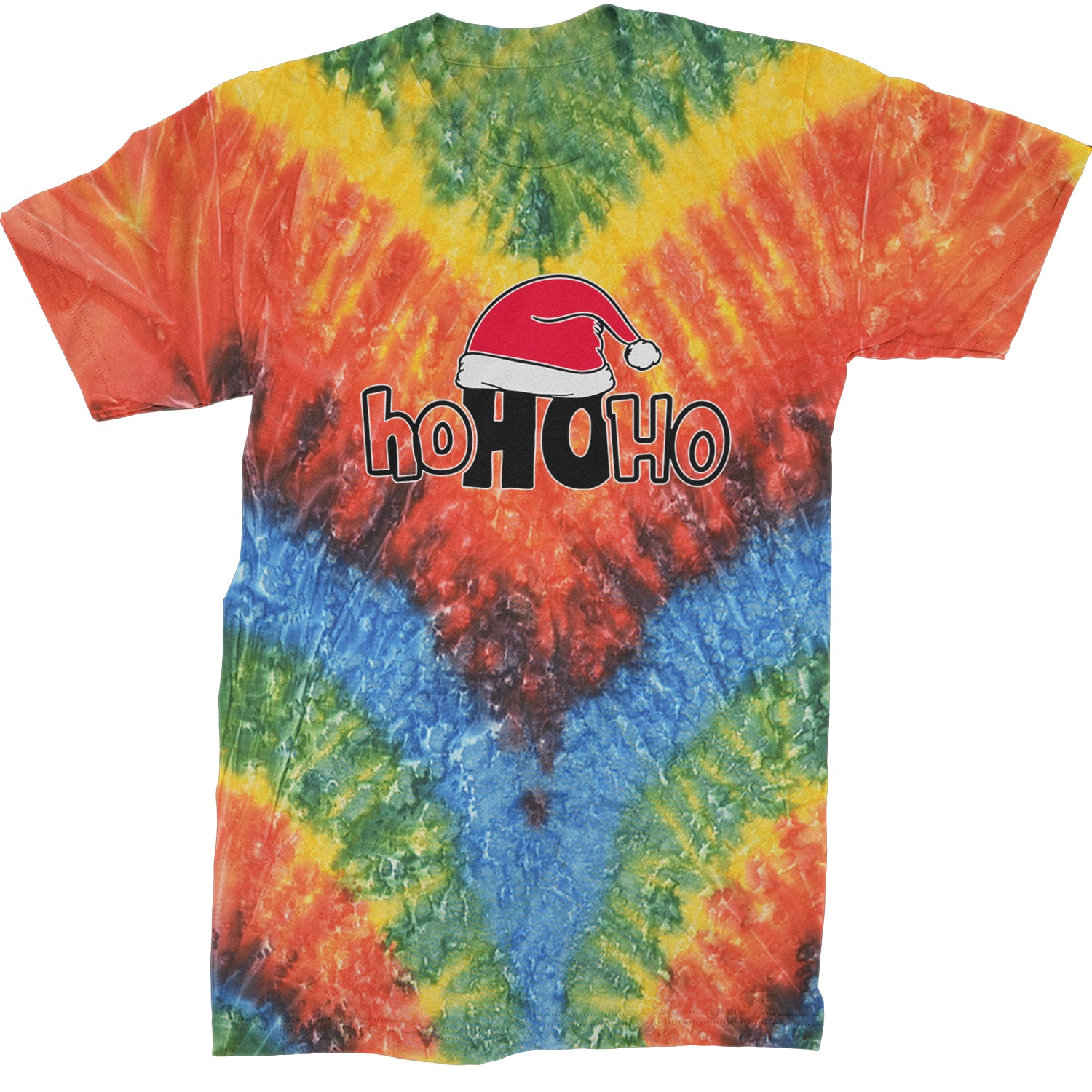 Ho Ho Ho Santa Christmas Hat  Mens T-shirt Tie-Dye Woodstock