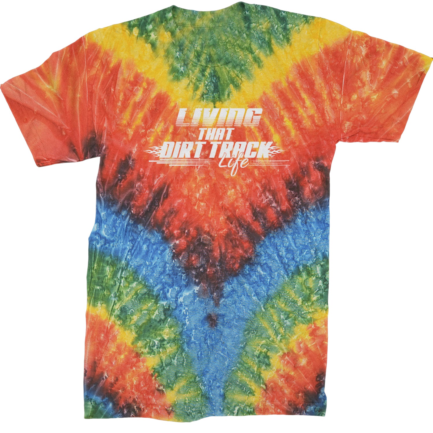 Living That Dirt Track Life Mens T-shirt Tie-Dye Woodstock