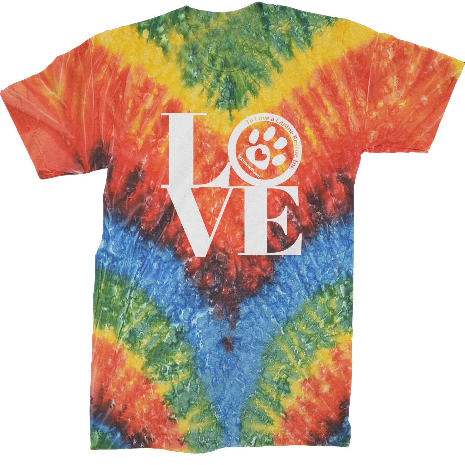 TLC LOVE Dog Rescue Mens T-shirt Tie-Dye Woodstock