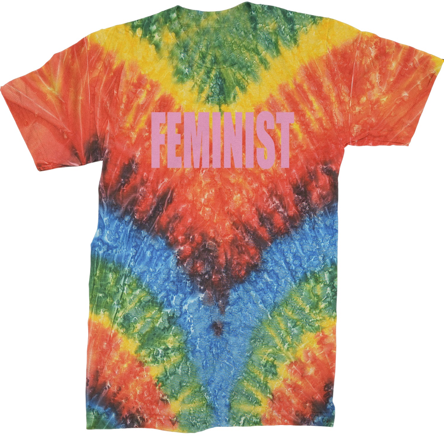 Feminist (Pink Print) Mens T-shirt Tie-Dye Woodstock