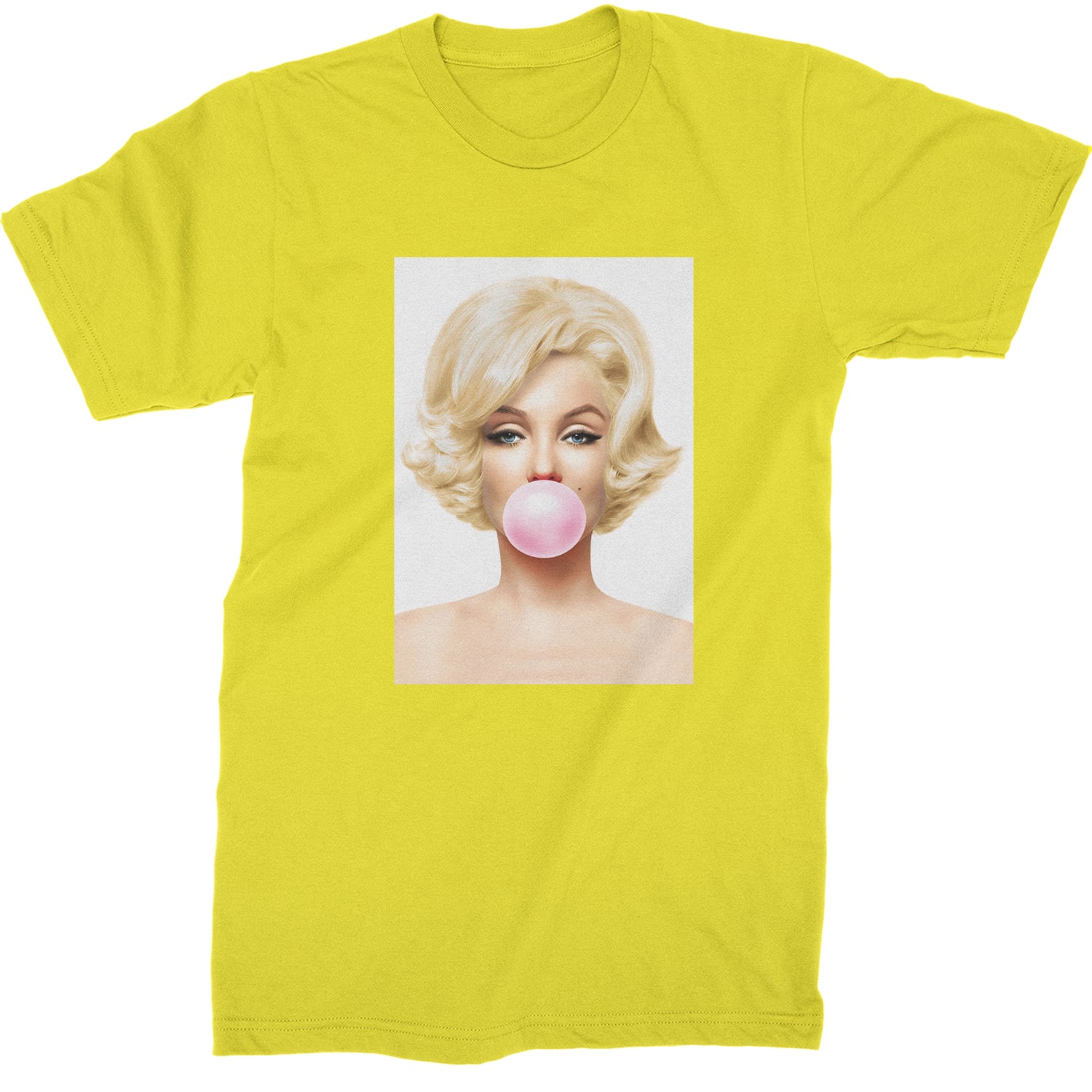 Ms. Monroe Pink Bubble Gum American Icon Mens T-shirt Yellow