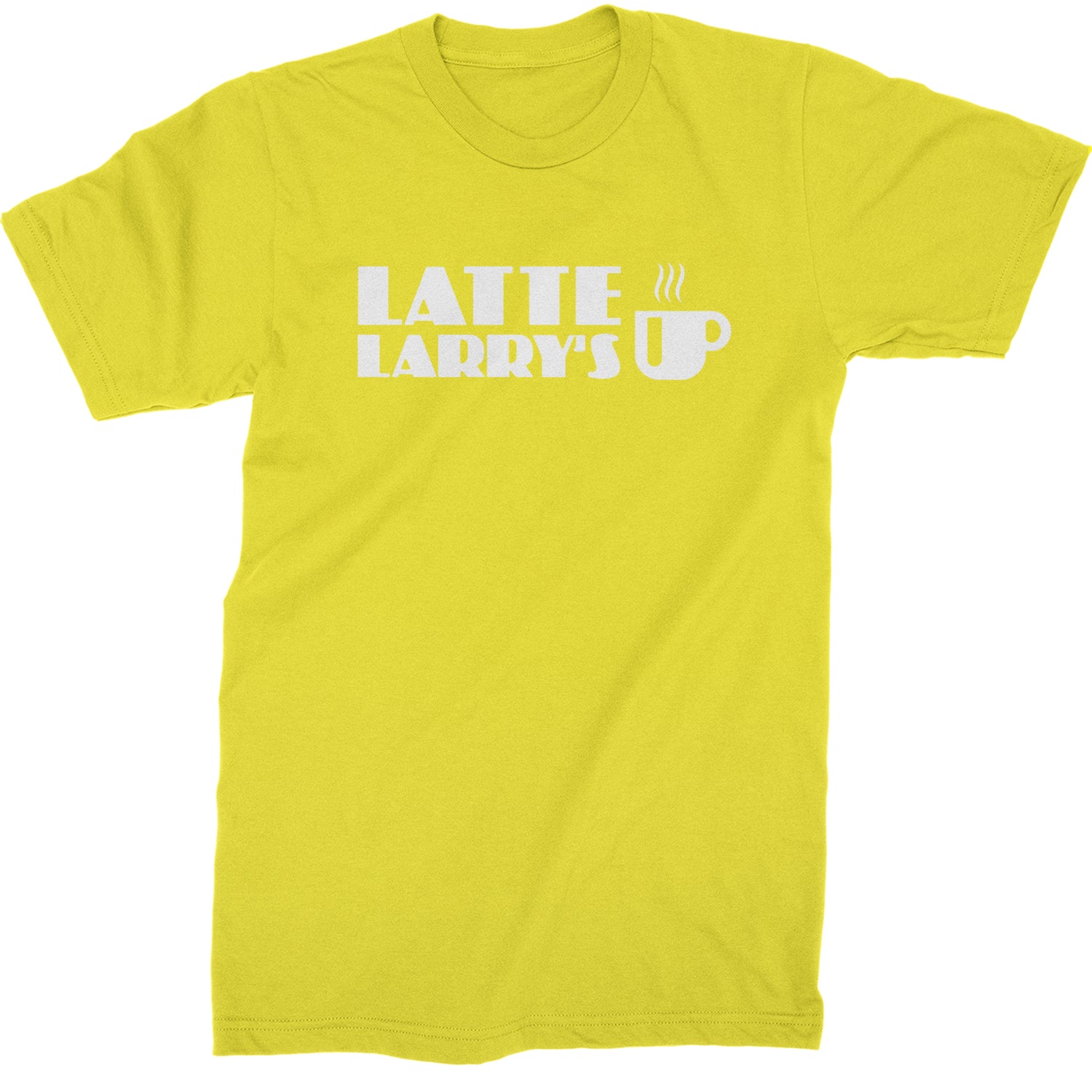 Latte Larry's Enthusiastic Coffee Mens T-shirt Yellow