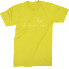 Hunting Heartbeat Deer Hunter Buck Stag Antlers  Mens T-shirt Yellow