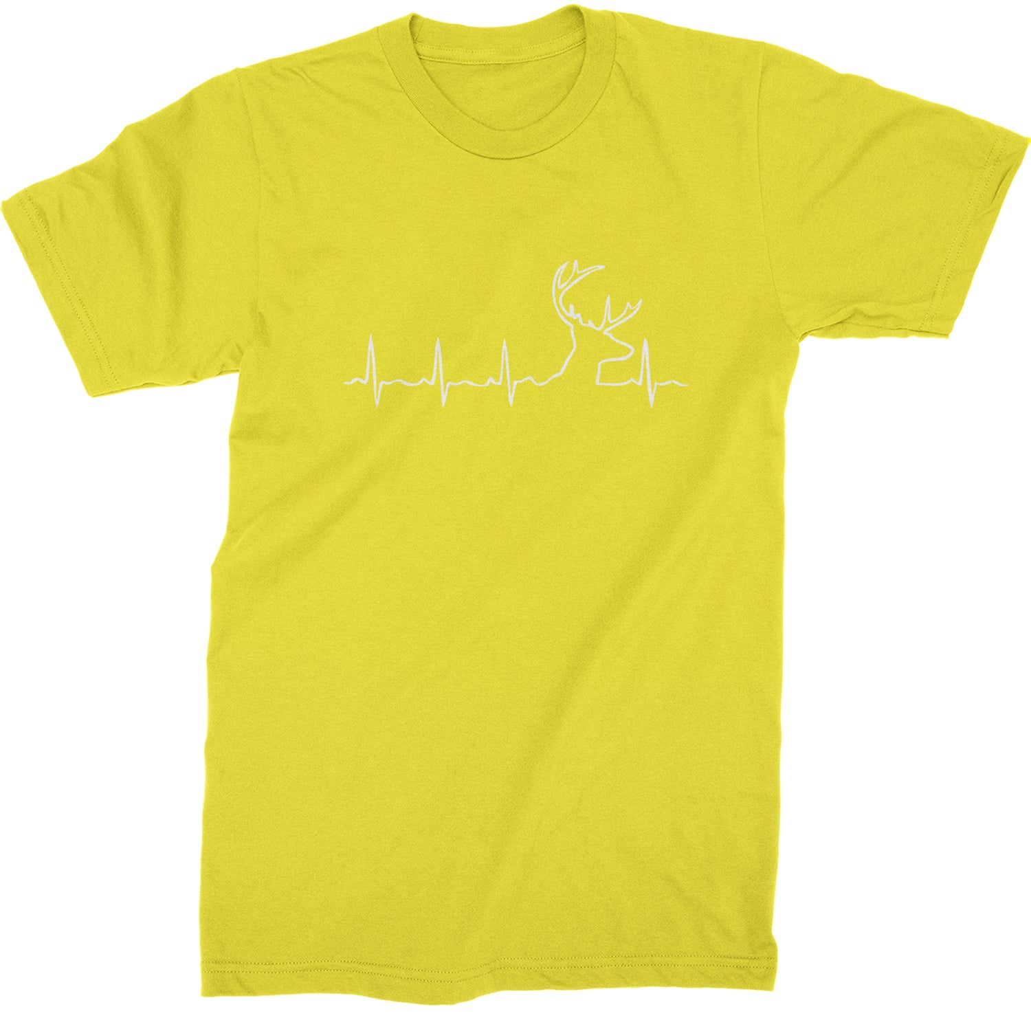 Hunting Heartbeat Deer Hunter Buck Stag Antlers  Mens T-shirt Yellow