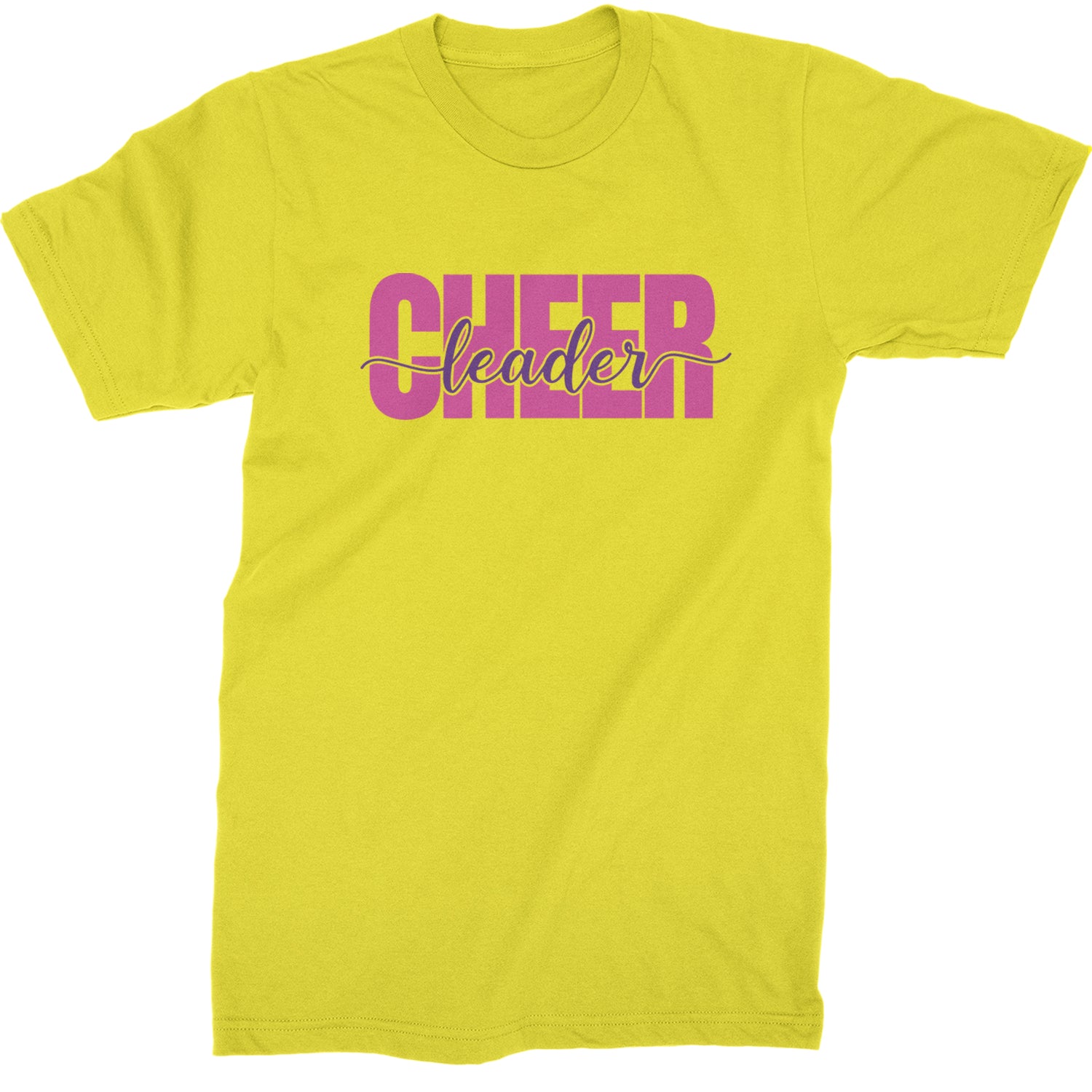 Cheerleader with Scripted Flair Mens T-shirt Yellow