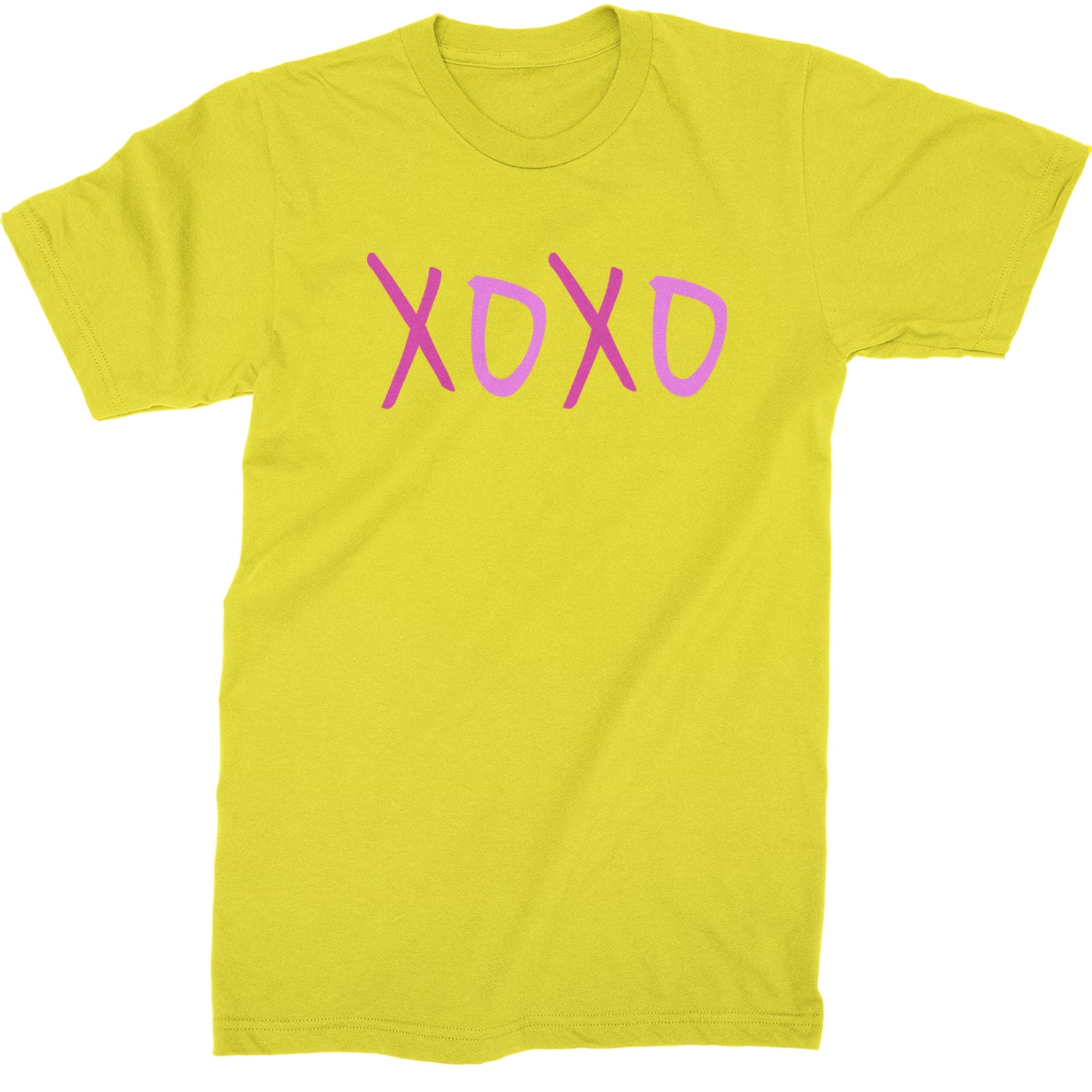 XOXO Pink Print  Mens T-shirt Yellow