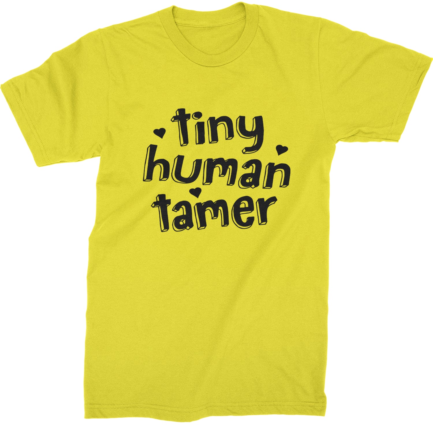 Tiny Human Tamer Teacher Mens T-shirt Yellow