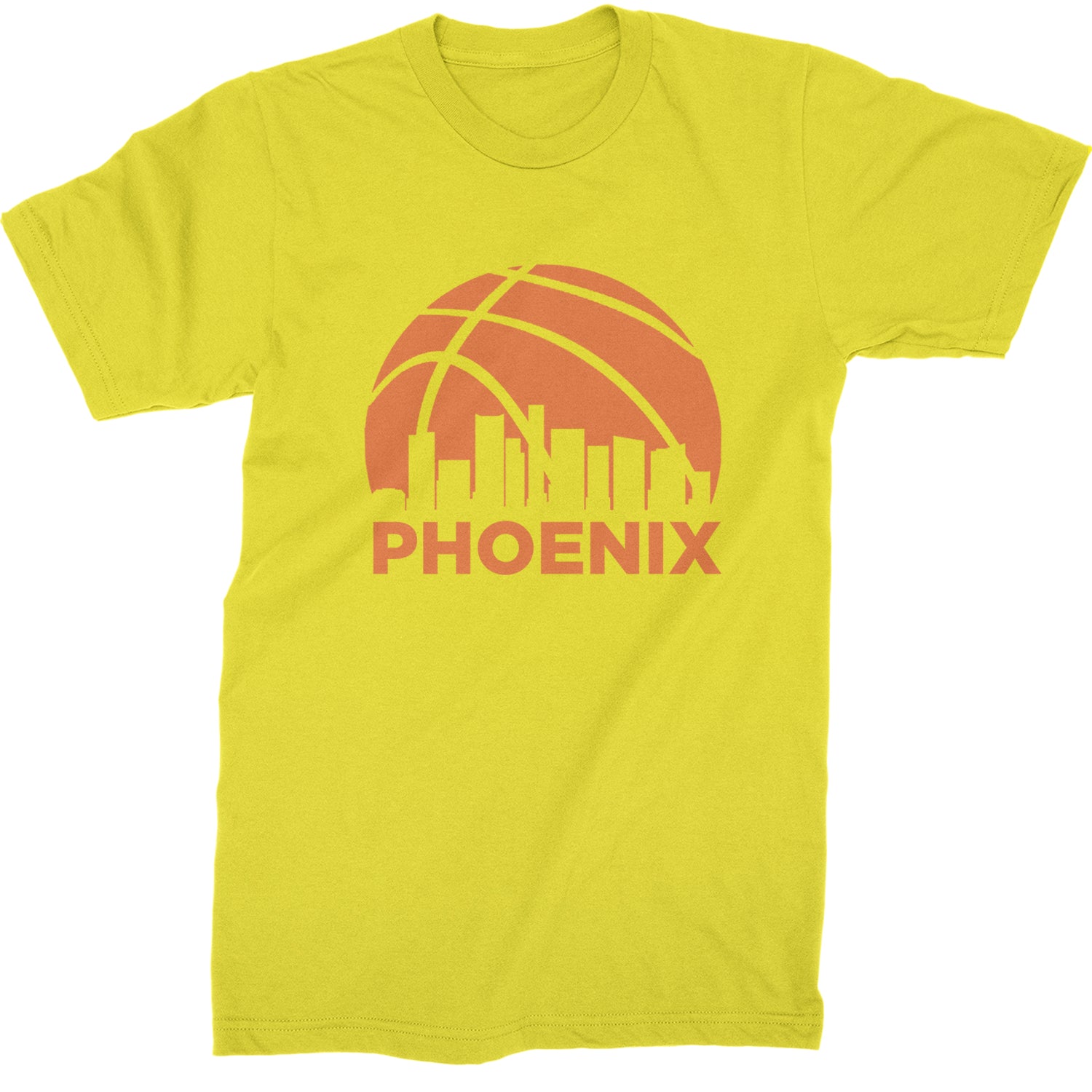 Phoenix Basketball Sunset City Skyline Mens T-shirt Yellow