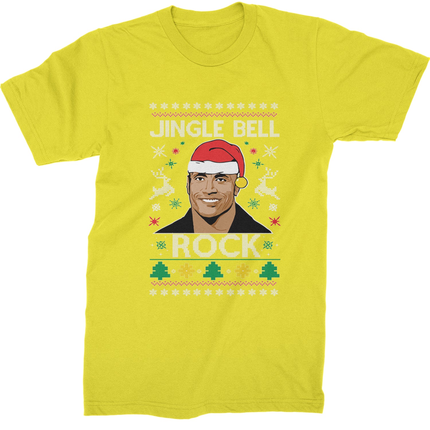 Jingle Bell Rock Ugly Christmas Mens T-shirt Yellow