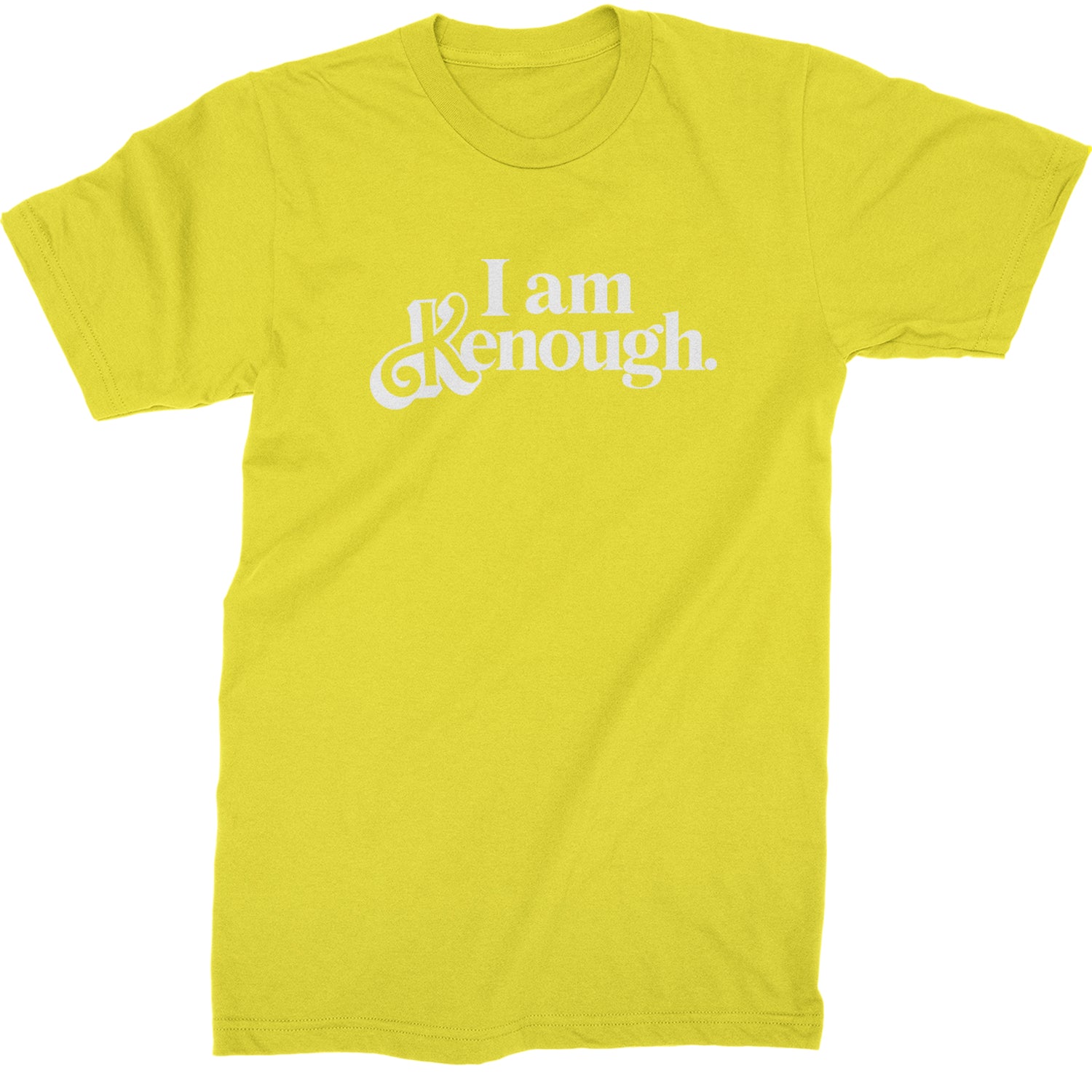 I Am Kenough White Print Mens T-shirt Yellow