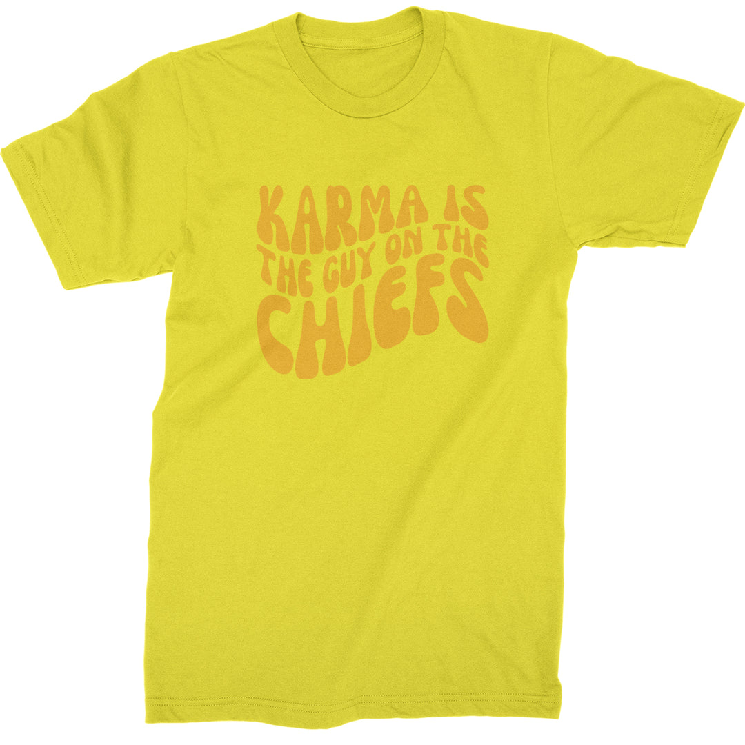 Karma Is The Guy On The Chiefs Boyfriend Mens T-shirt Yellow