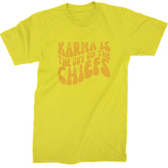 Karma Is The Guy On The Chiefs Boyfriend Mens T-shirt Yellow