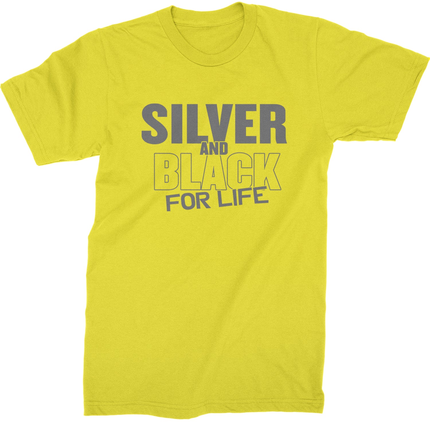 Silver And Black For Life Football Fan Mens T-shirt Yellow