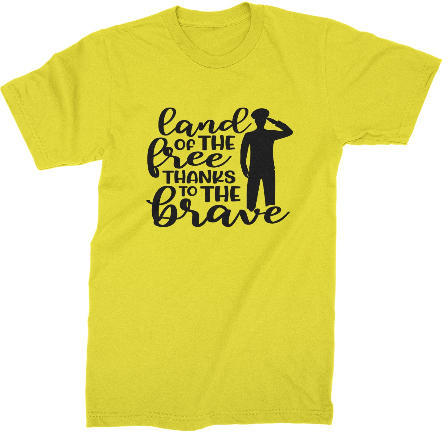 Land Of The Free Thanks To The Brave Veterans Mens T-shirt Yellow