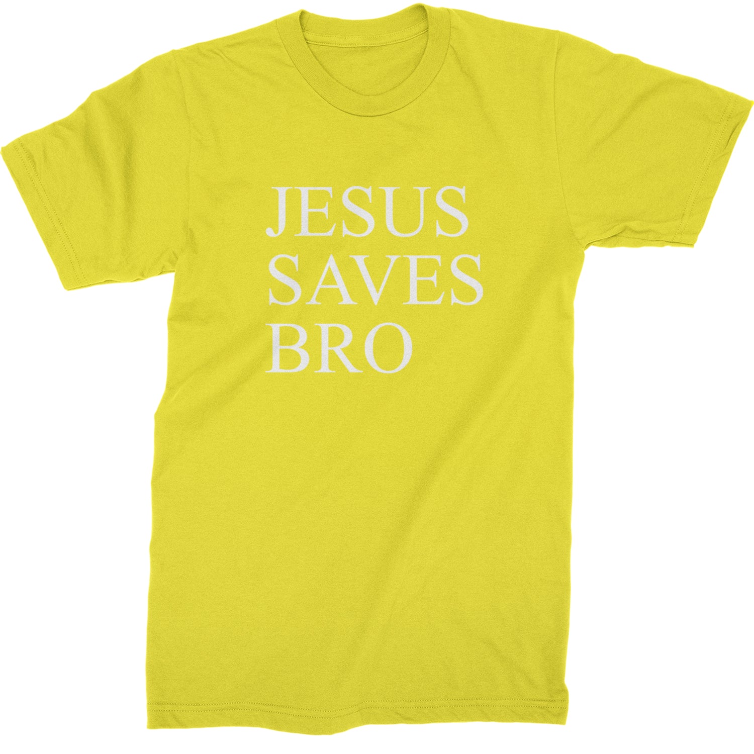 Jesus Saves Bro  Mens T-shirt Yellow