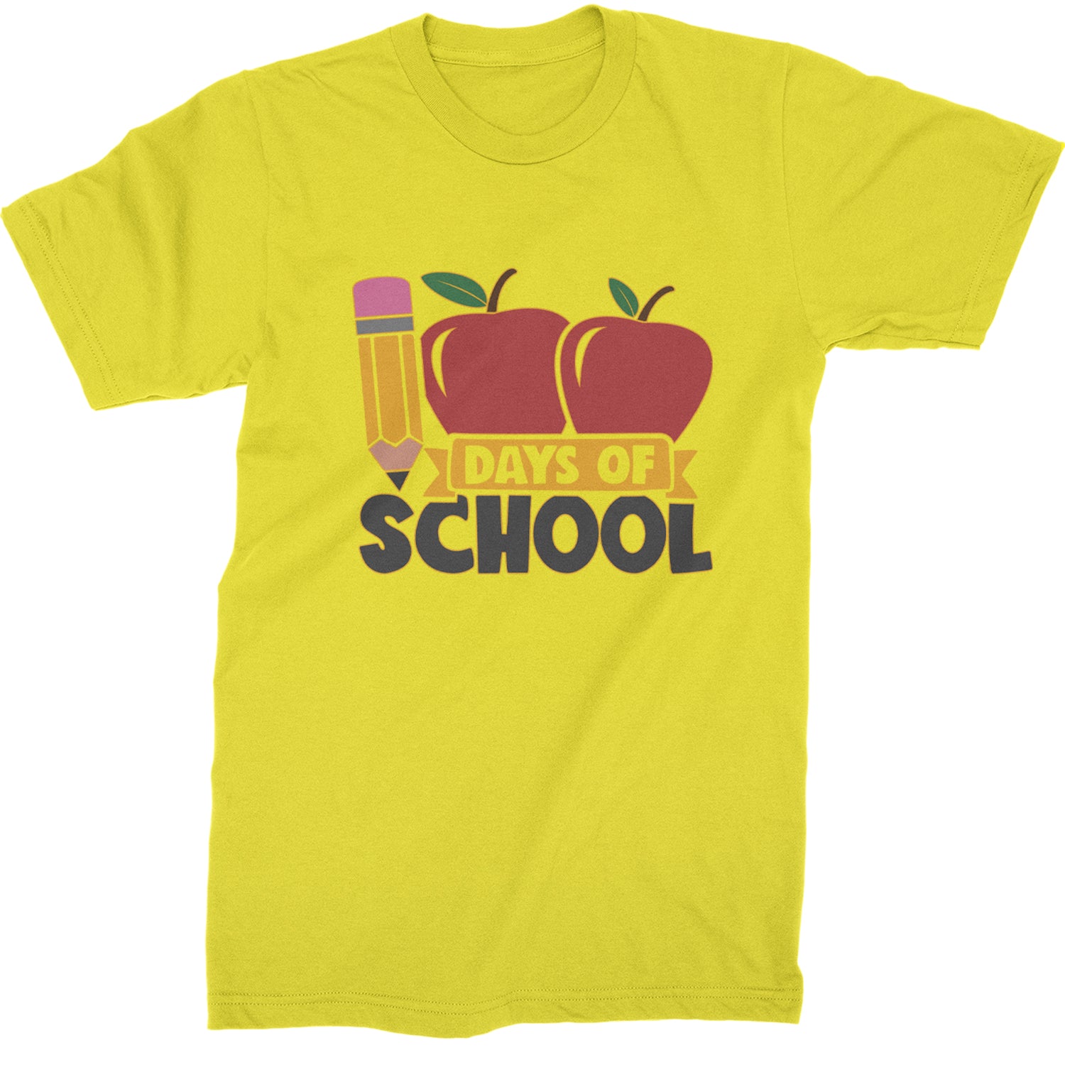 100 Days Of School Apple Pencil  Mens T-shirt Yellow