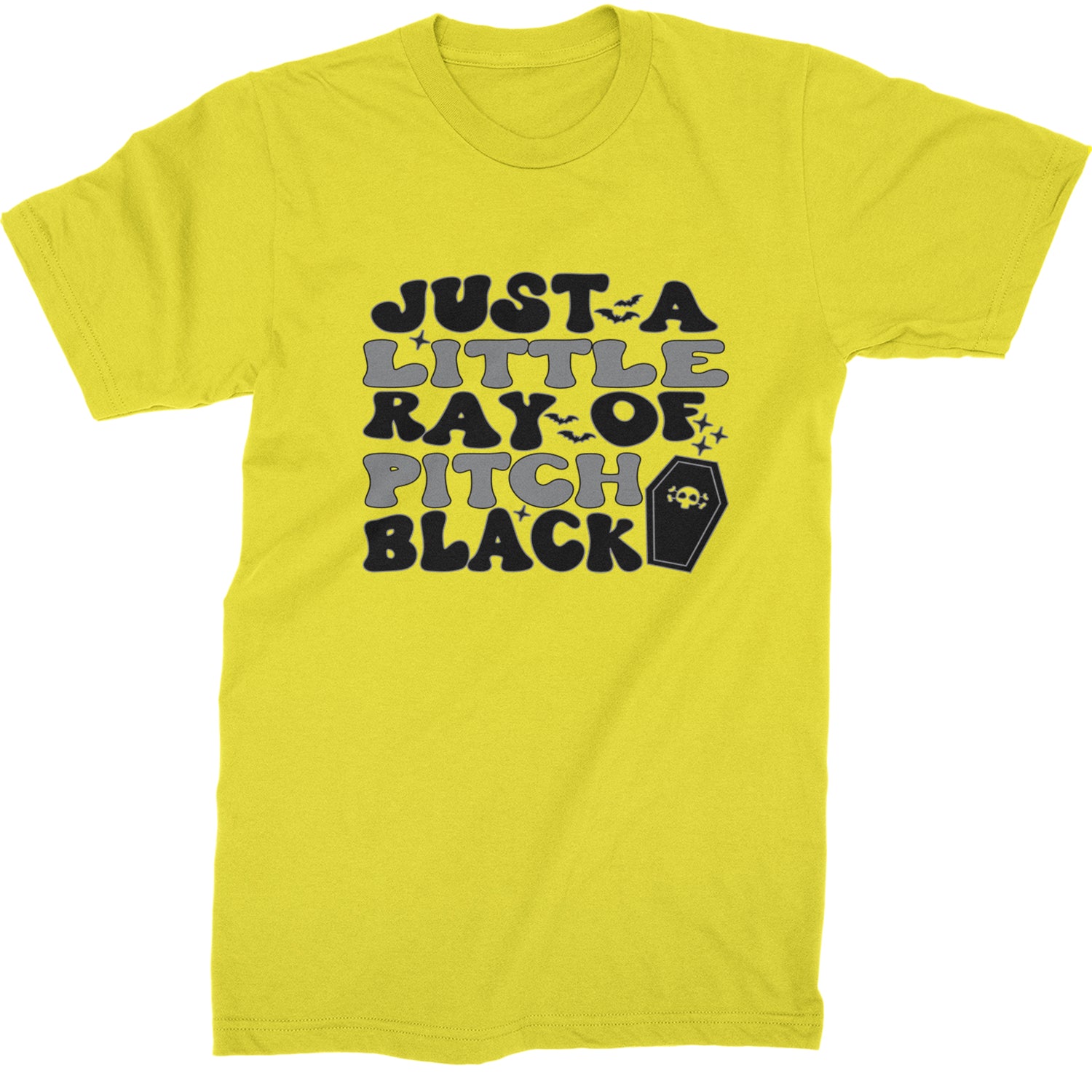 Just A Little Ray of Pitch Black Mens T-shirt Yellow