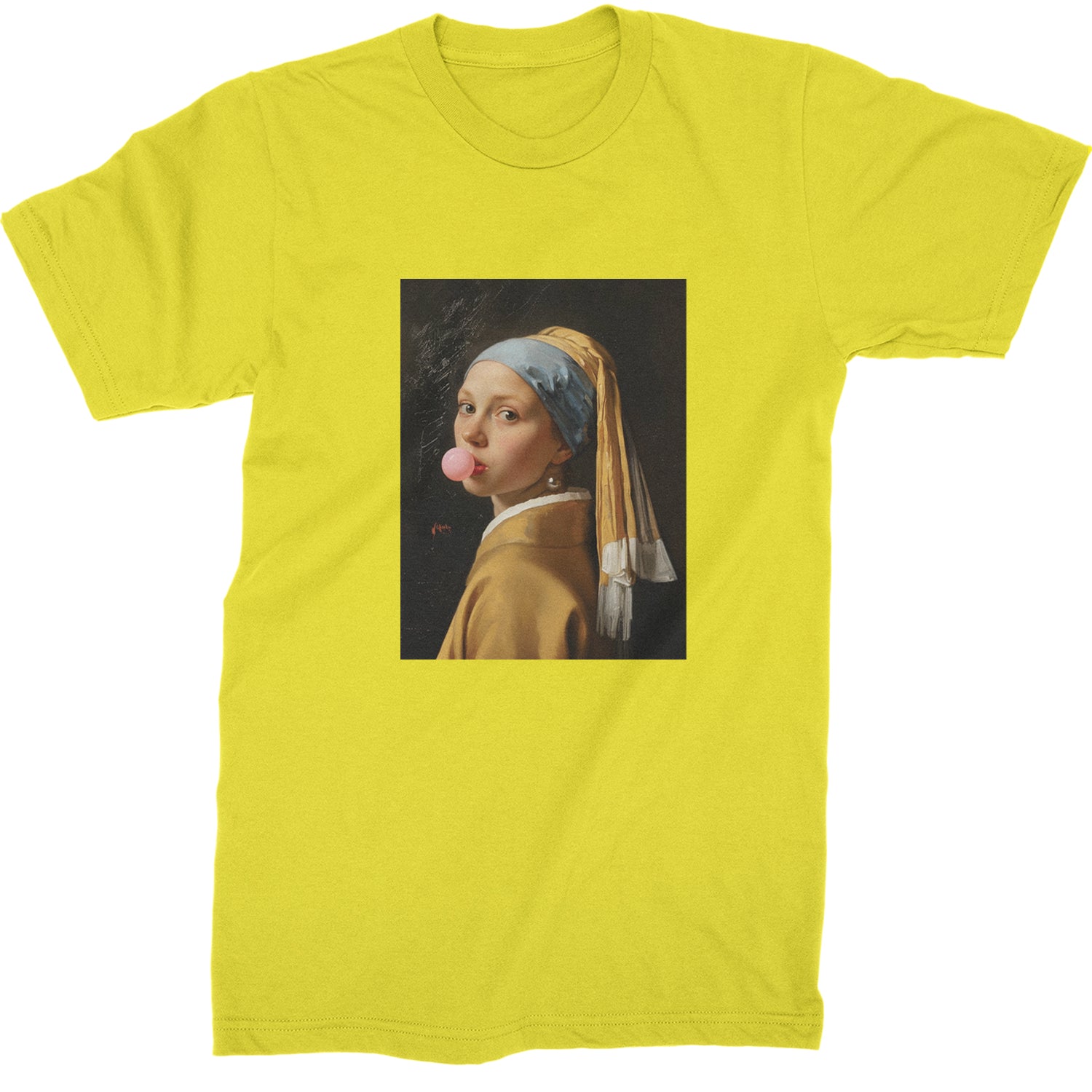 Girl with a Pearl Earring Bubble Gum Contemporary Art Mens T-shirt Yellow