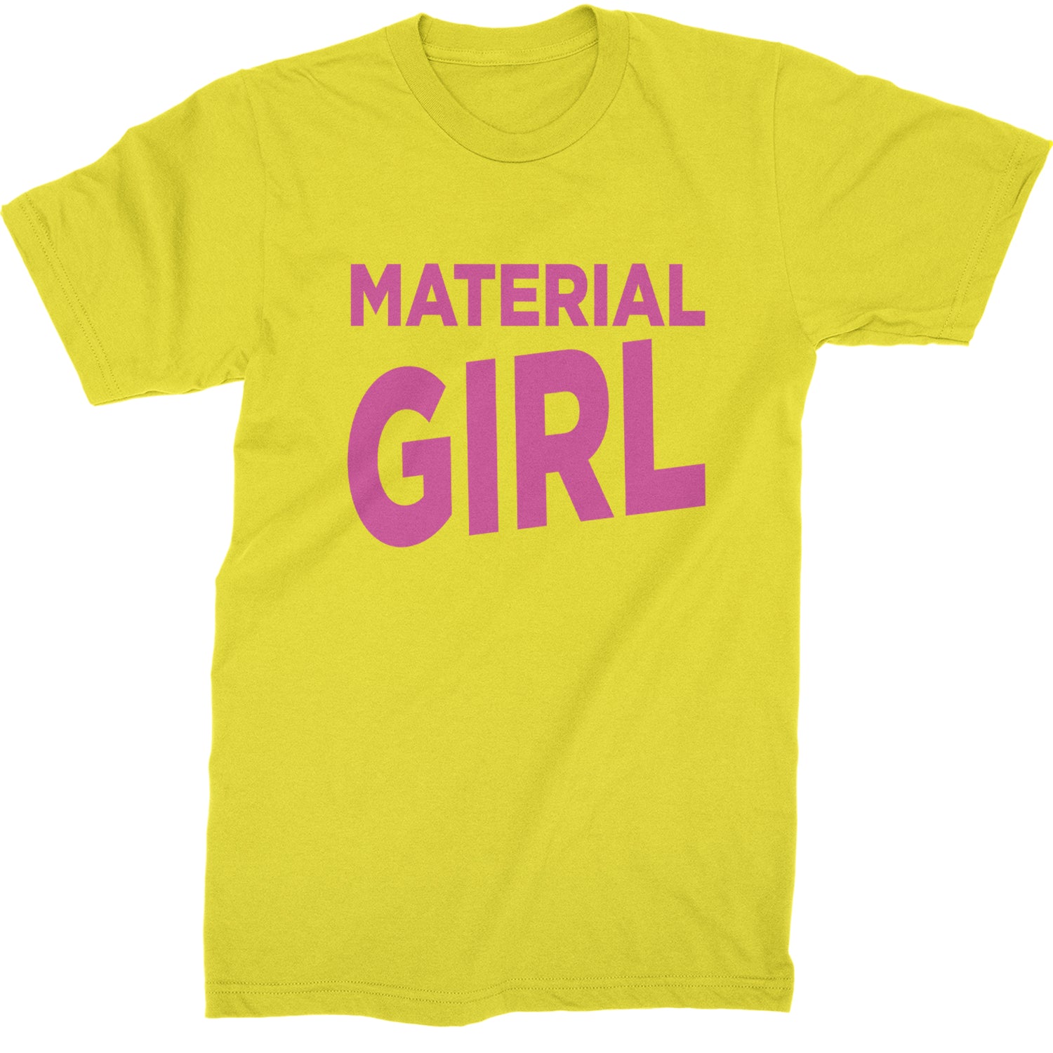 Material Girl 80's Retro Celebration Mens T-shirt Yellow