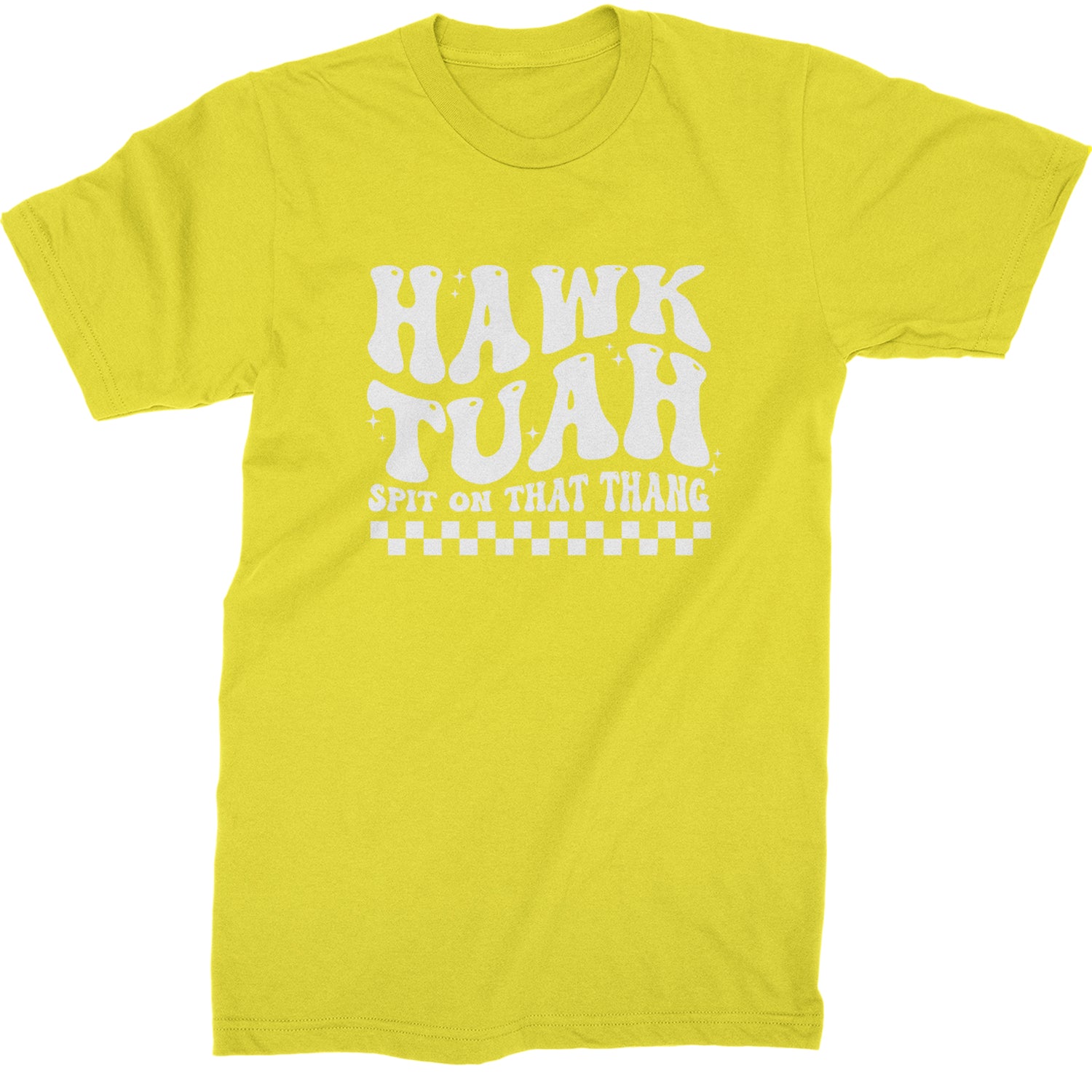 Hawk Tuah Spit On That Thang Mens T-shirt Yellow