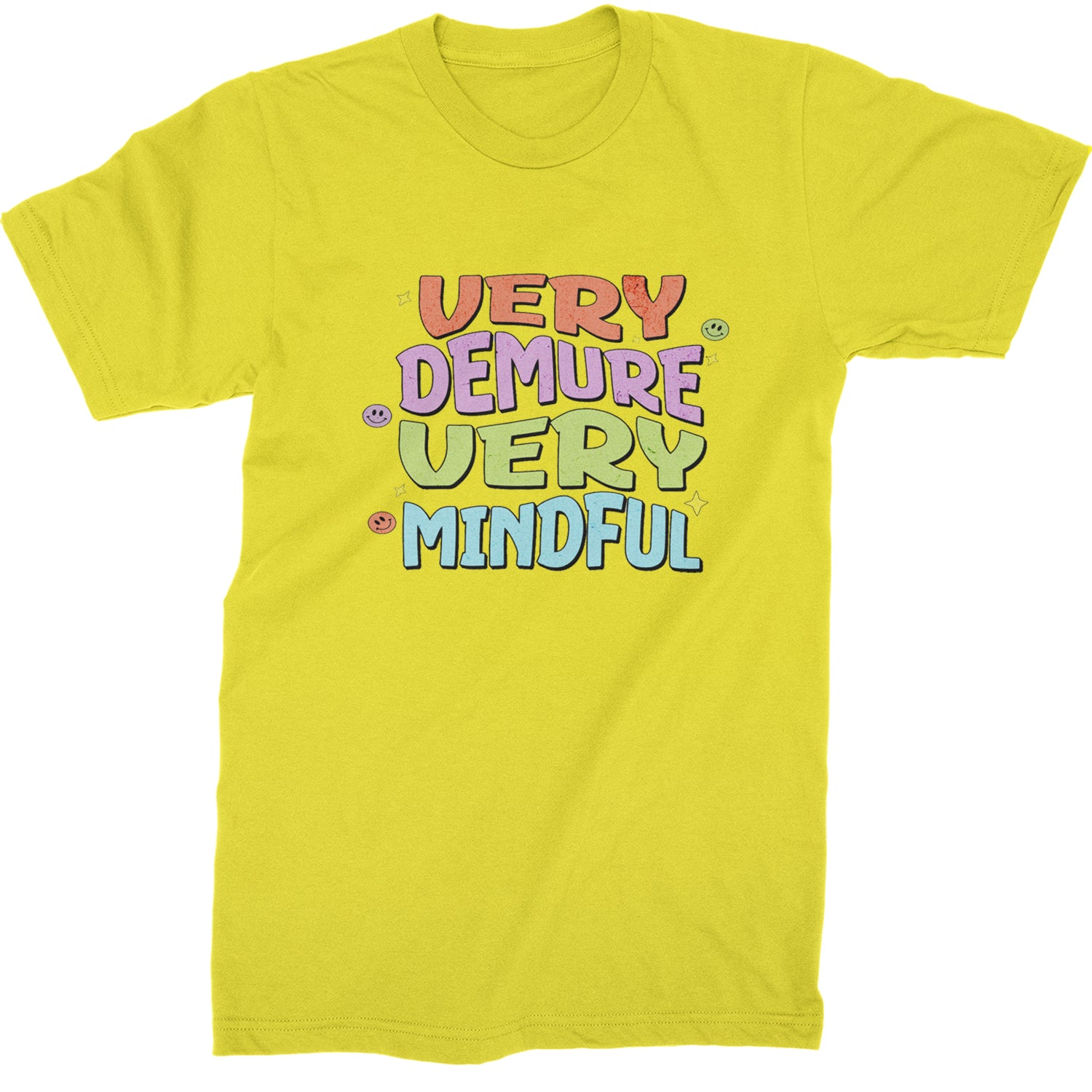 Very Demure, Very Mindful Mens T-shirt Yellow