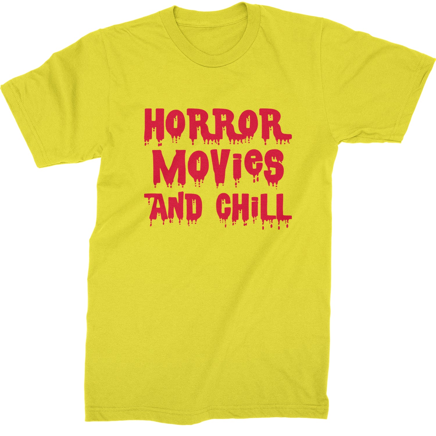 Horror Movies and Chill  Mens T-shirt Yellow