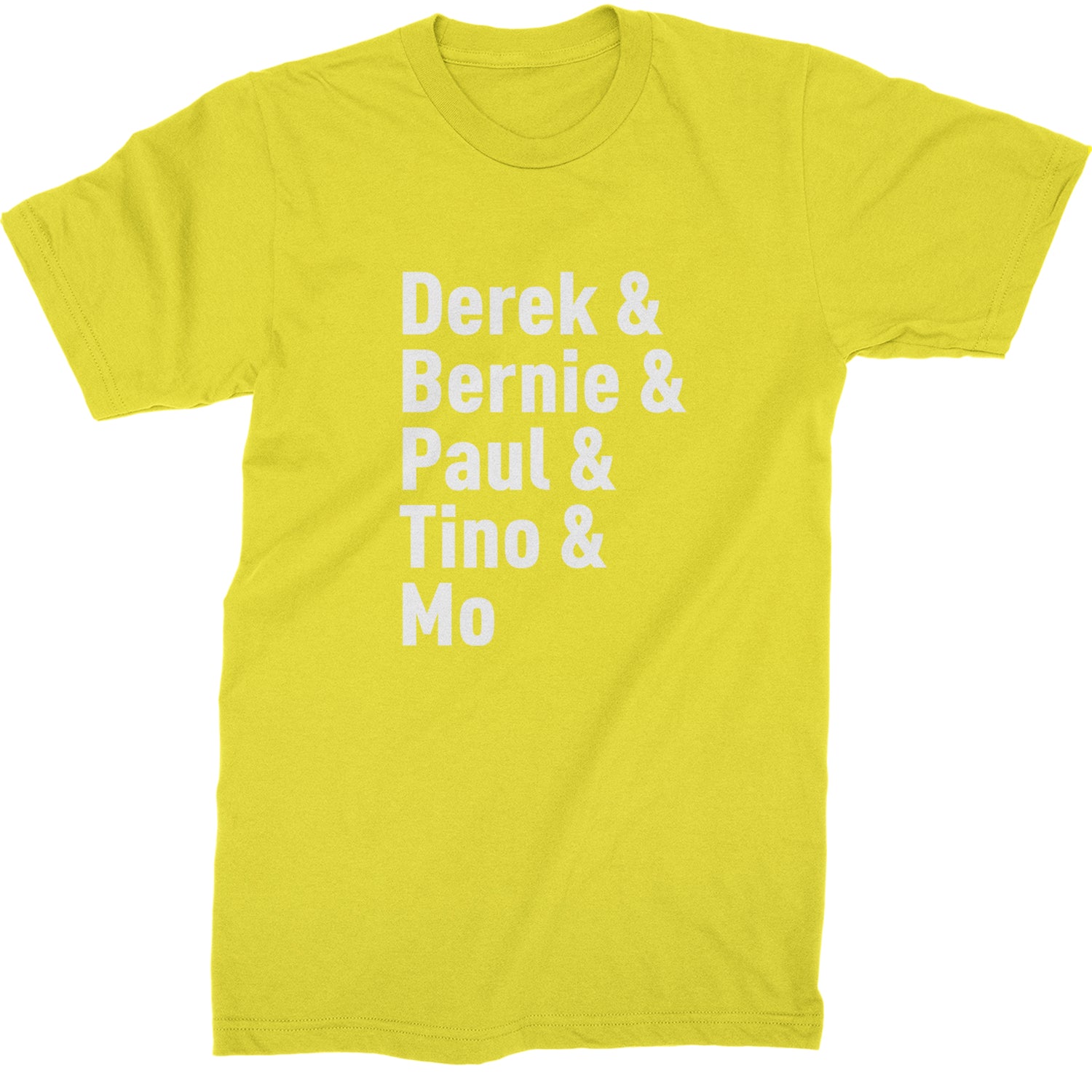 Derek & Bernie & Paul & Tino & Mo Mens T-shirt Yellow