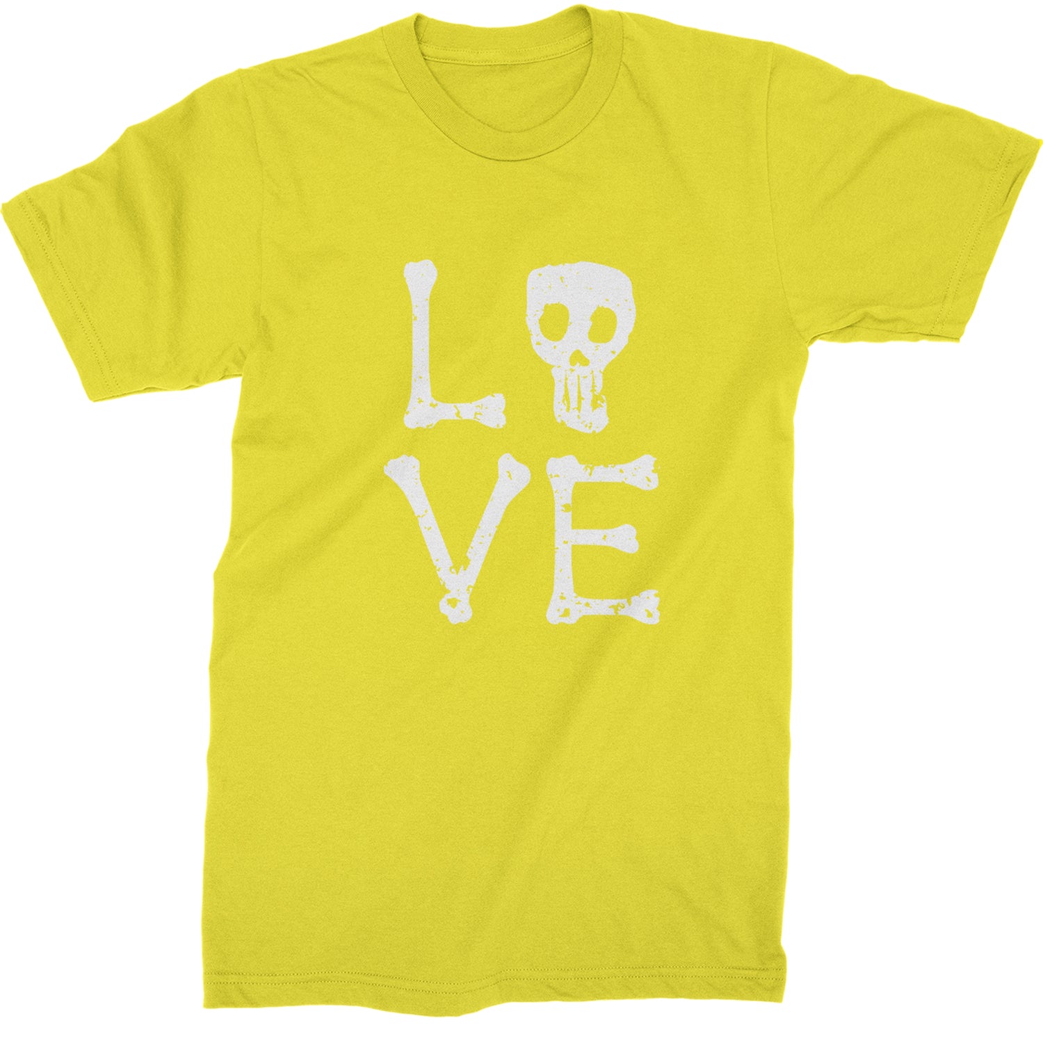 Love Skeleton Bones Mens T-shirt Yellow