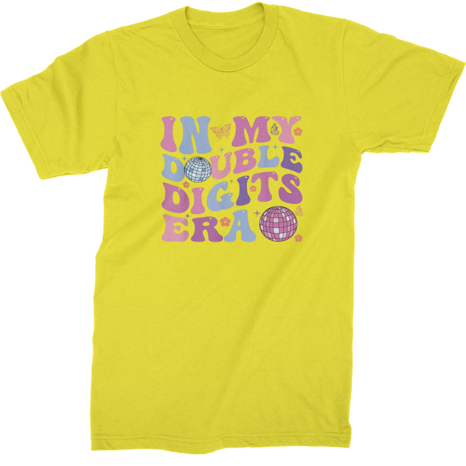 In My Double Digits Era Retro 10 Year Old 10th Birthday Mens T-shirt Yellow