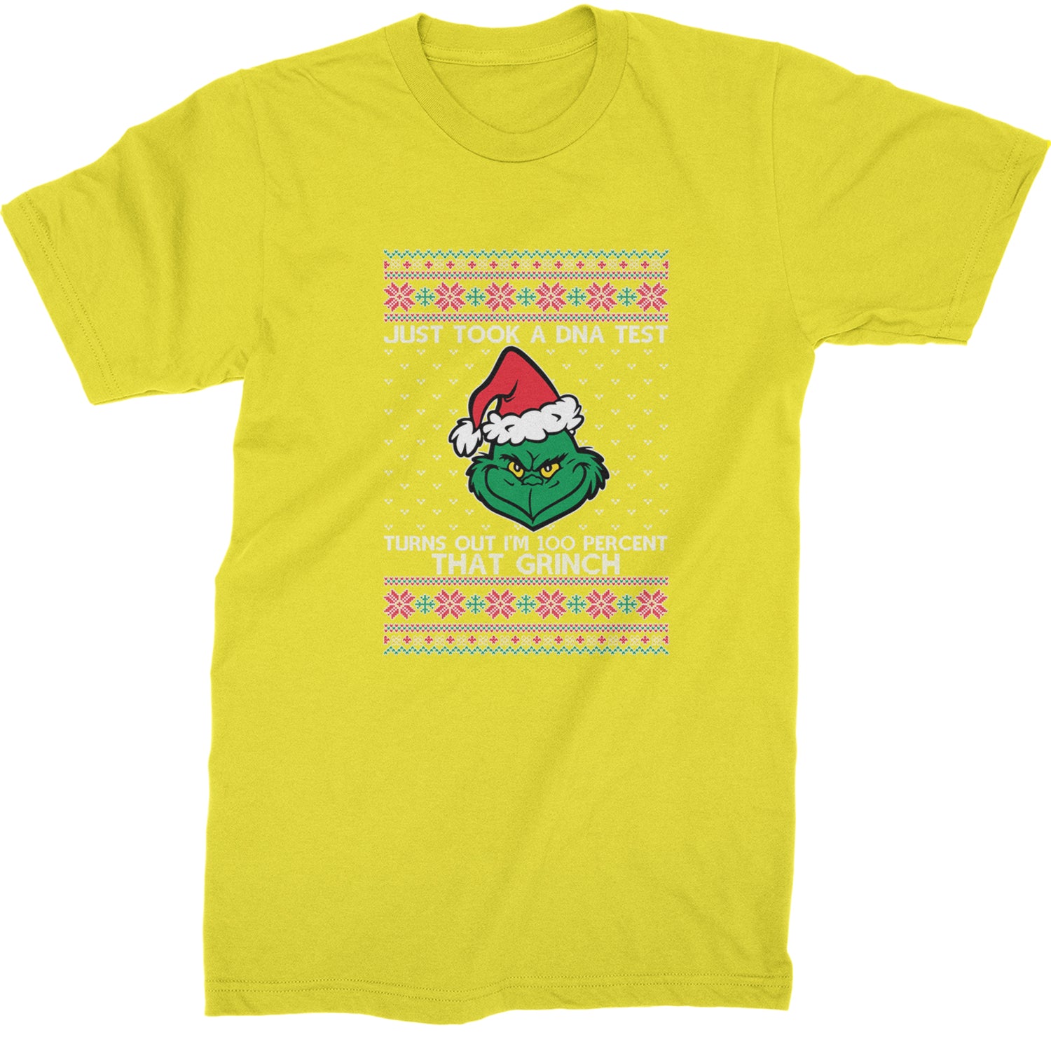 One Hundred Percent That Gr-nch Ugly Christmas Mens T-shirt Yellow