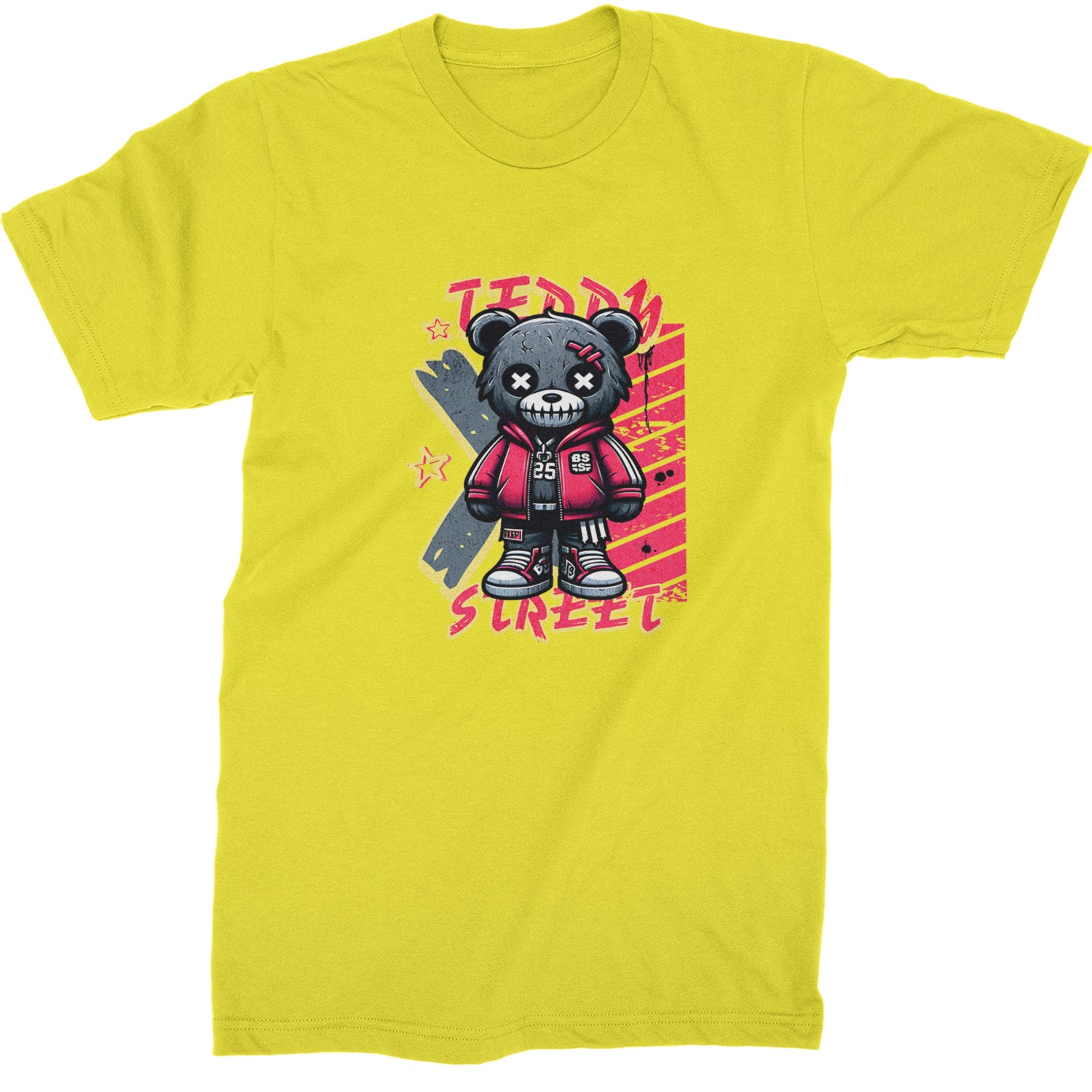 Teddy Attitude Urban Graffiti Bear  Mens T-shirt Yellow