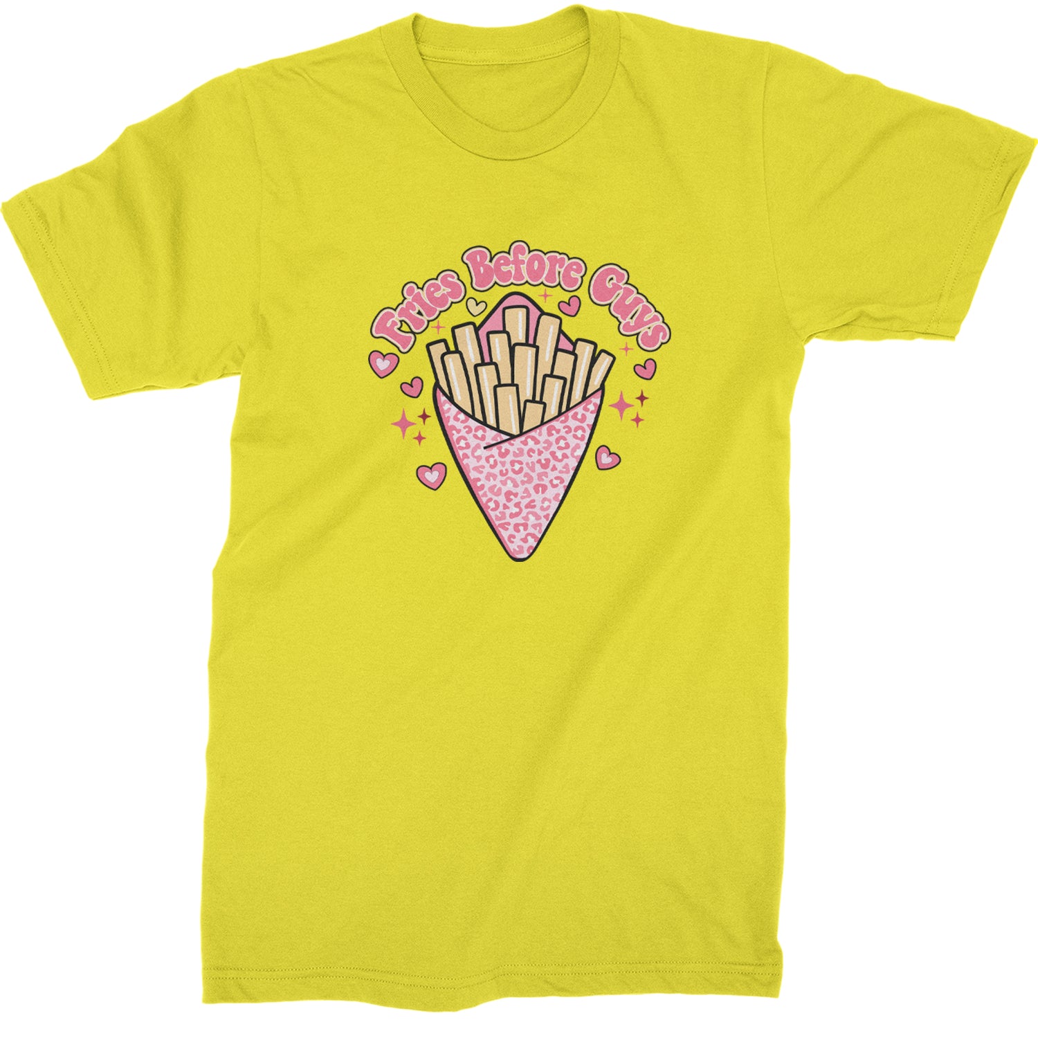 Fries Before Guys  Mens T-shirt Yellow