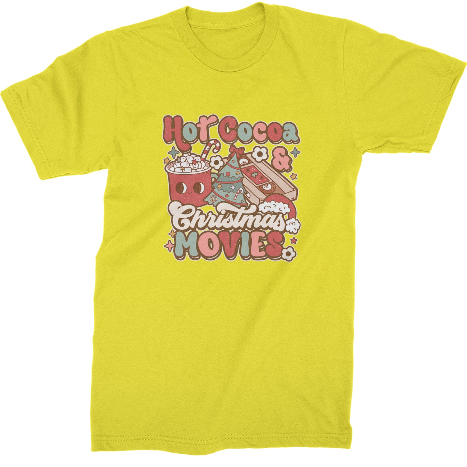 Hot Cocoa And Christmas Movies Holiday  Mens T-shirt Yellow