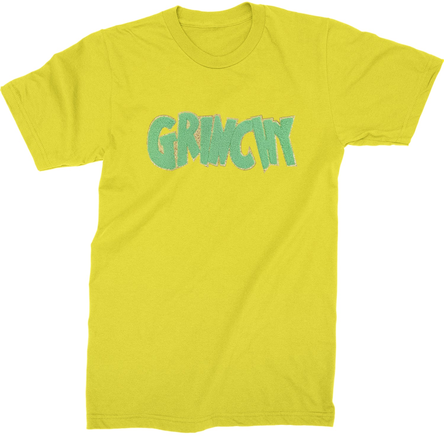 Green Gr-nchy Chenille Patch  Mens T-shirt Yellow