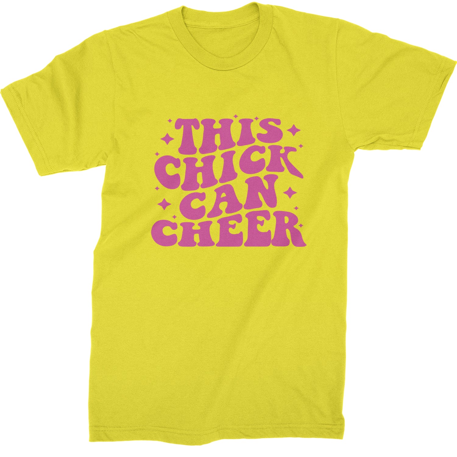 This Chick Can Cheer Mens T-shirt Yellow