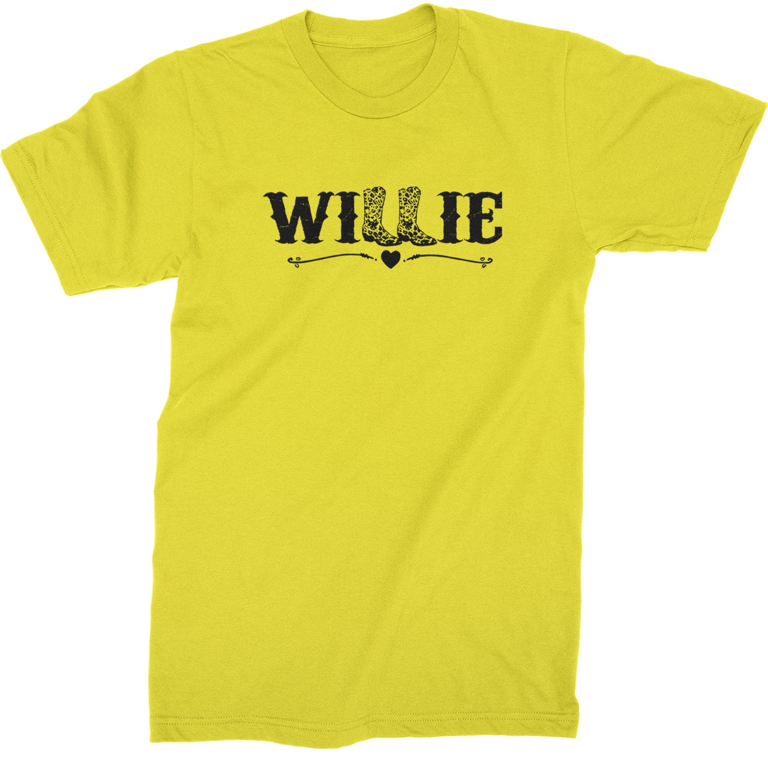 Willie Cowboy Boots Hippy Country Music Mens T-shirt Yellow