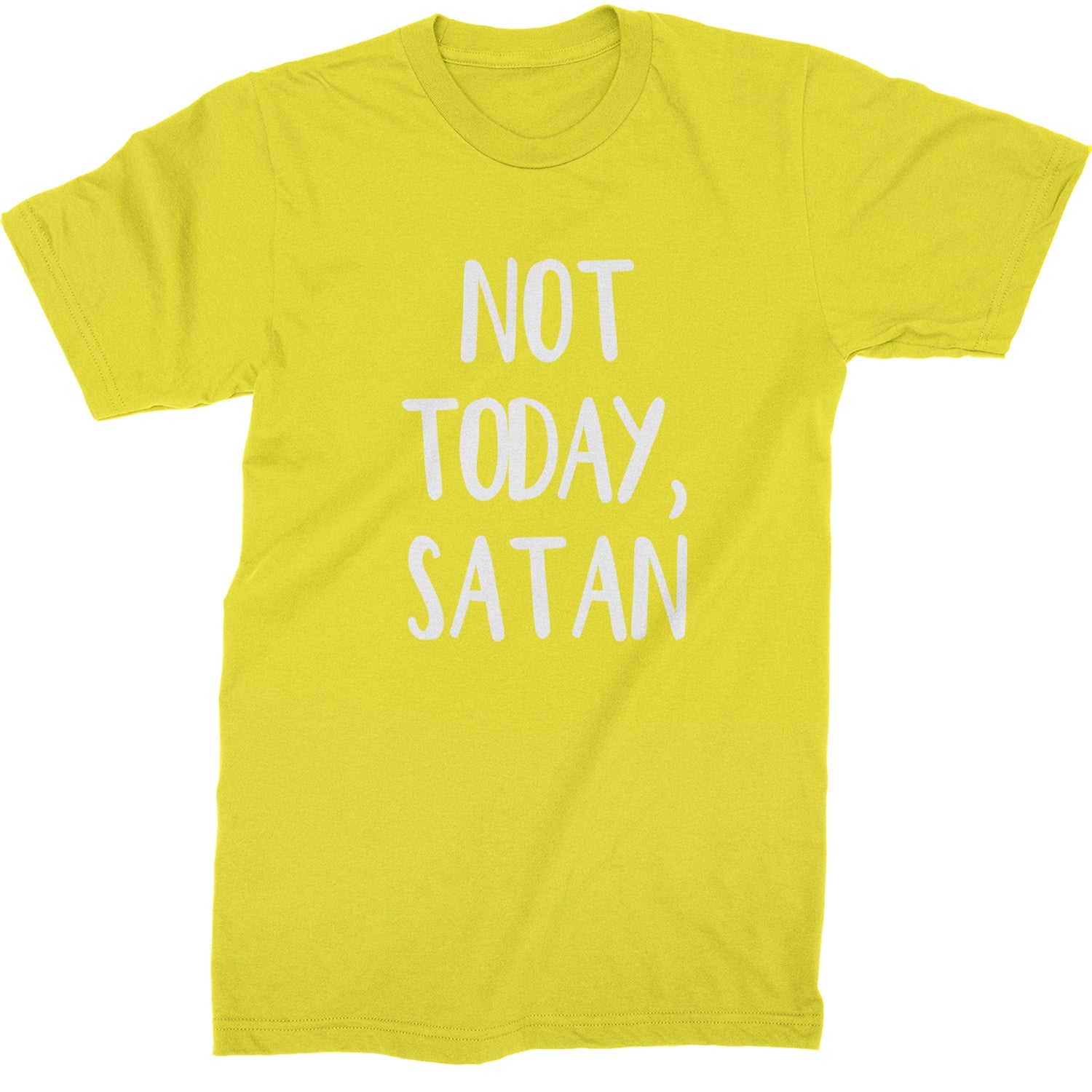 Not Today, Satan Jesus Already Won Mens T-shirt Yellow