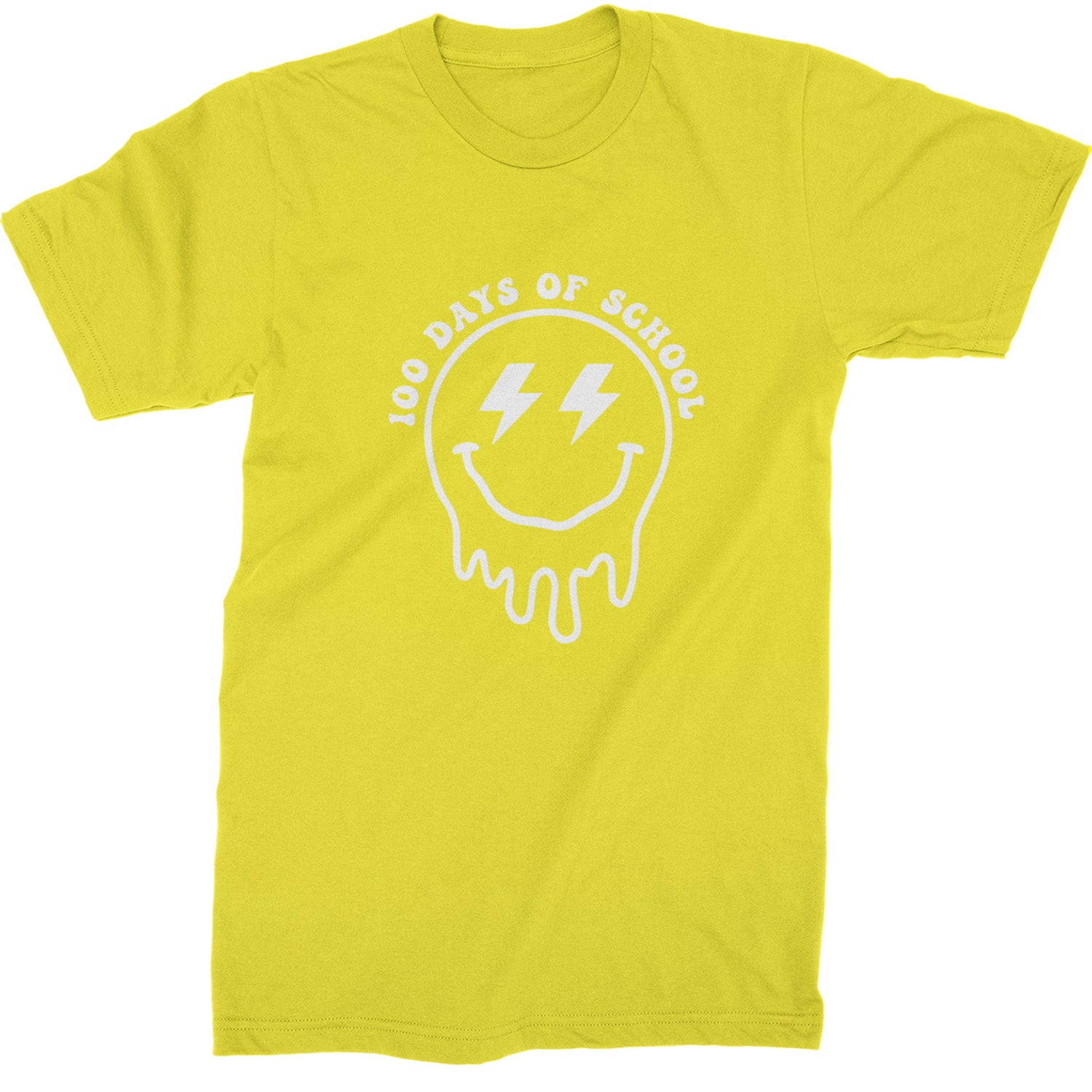 Melting Smile Face 100 Days Of School Mens T-shirt Yellow