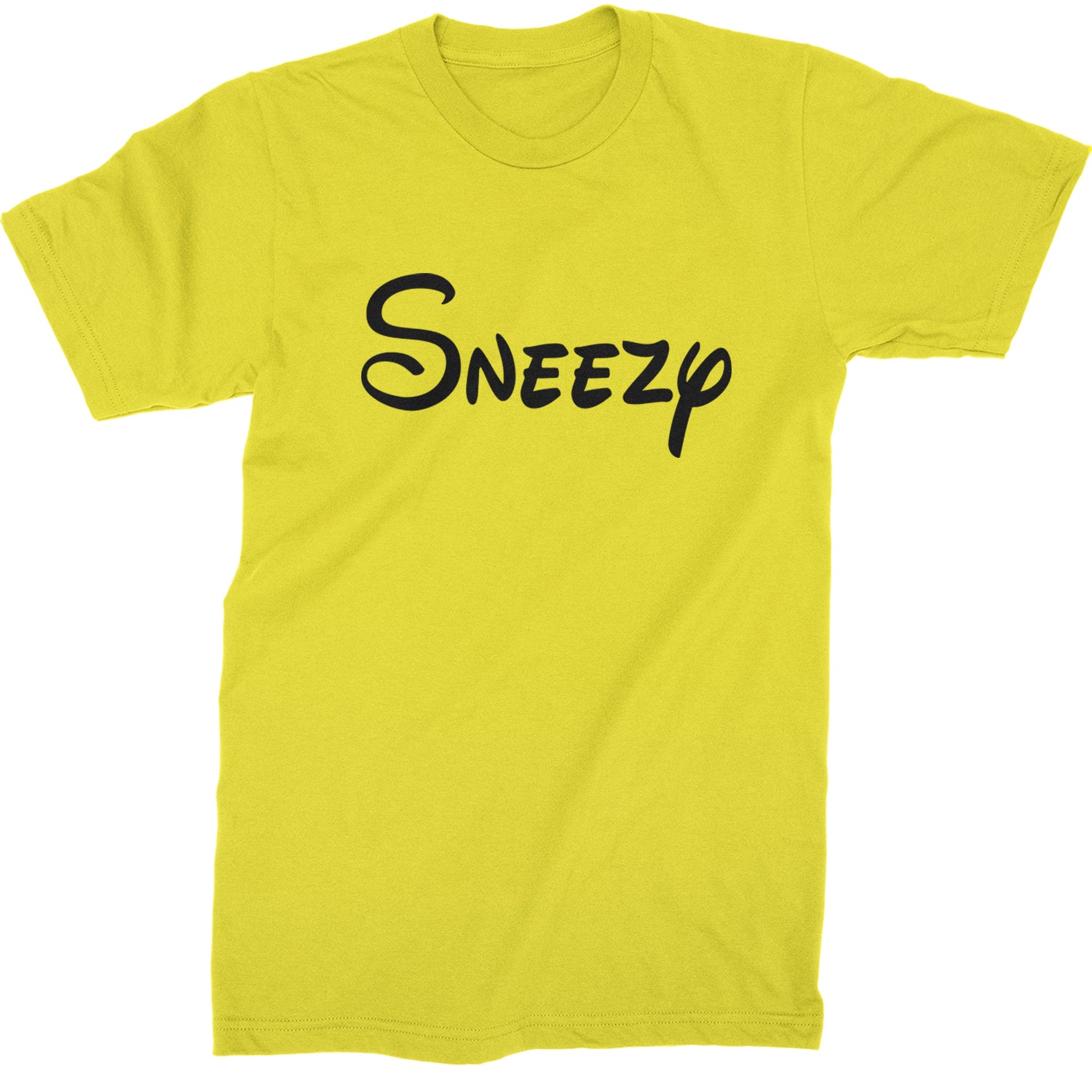 Sneezy - 7 Dwarfs Costume Mens T-shirt Yellow